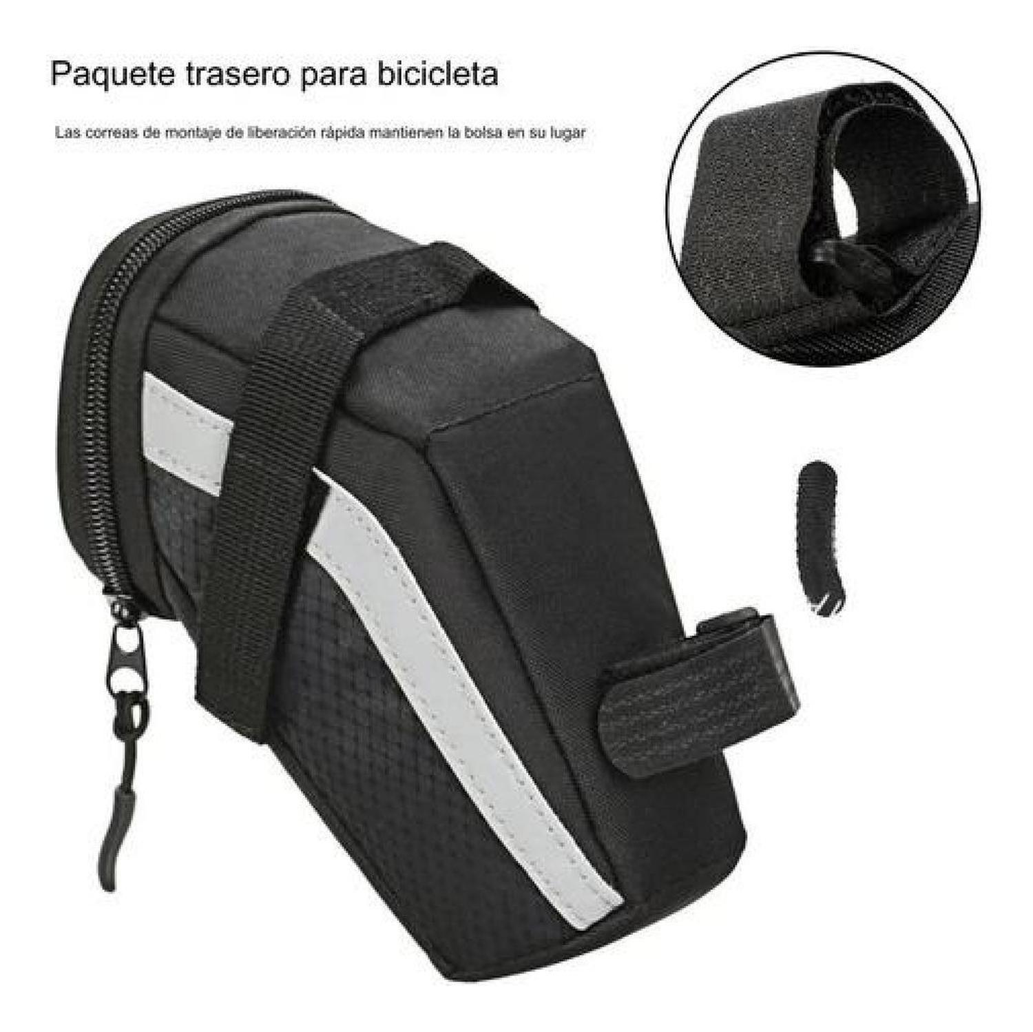 Bolso Trasero 1.5 Lt Tubo Sillín Impermeable Bicicleta Negro-5