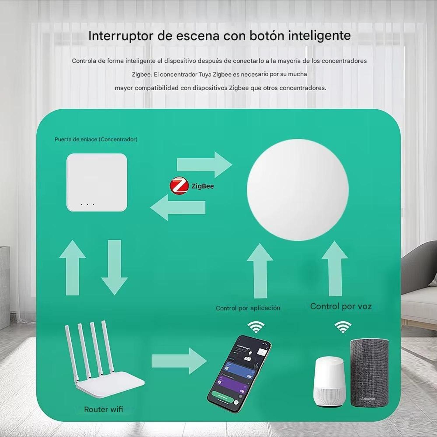 Botón Inteligente Zigbee Tuya Gateway Escenas Google y Alexa-2