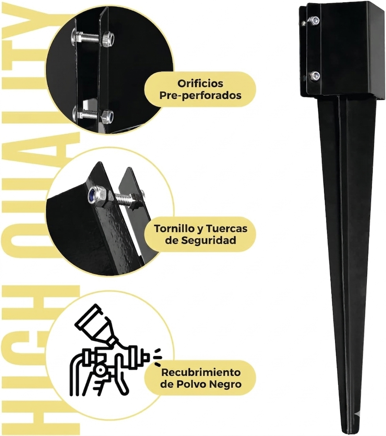 Estaca Anclaje Tierra Para Poste 4 Pulgadas Metálica-2
