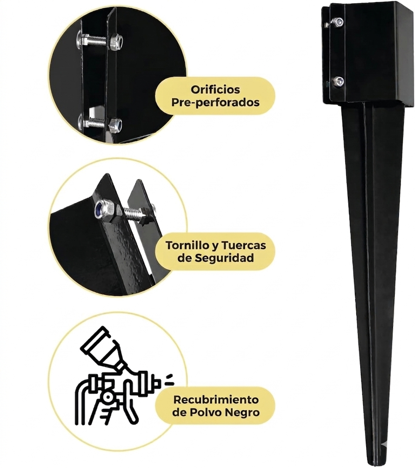 Estaca Anclaje Tierra Para Poste 4 Pulgadas Metálica-6