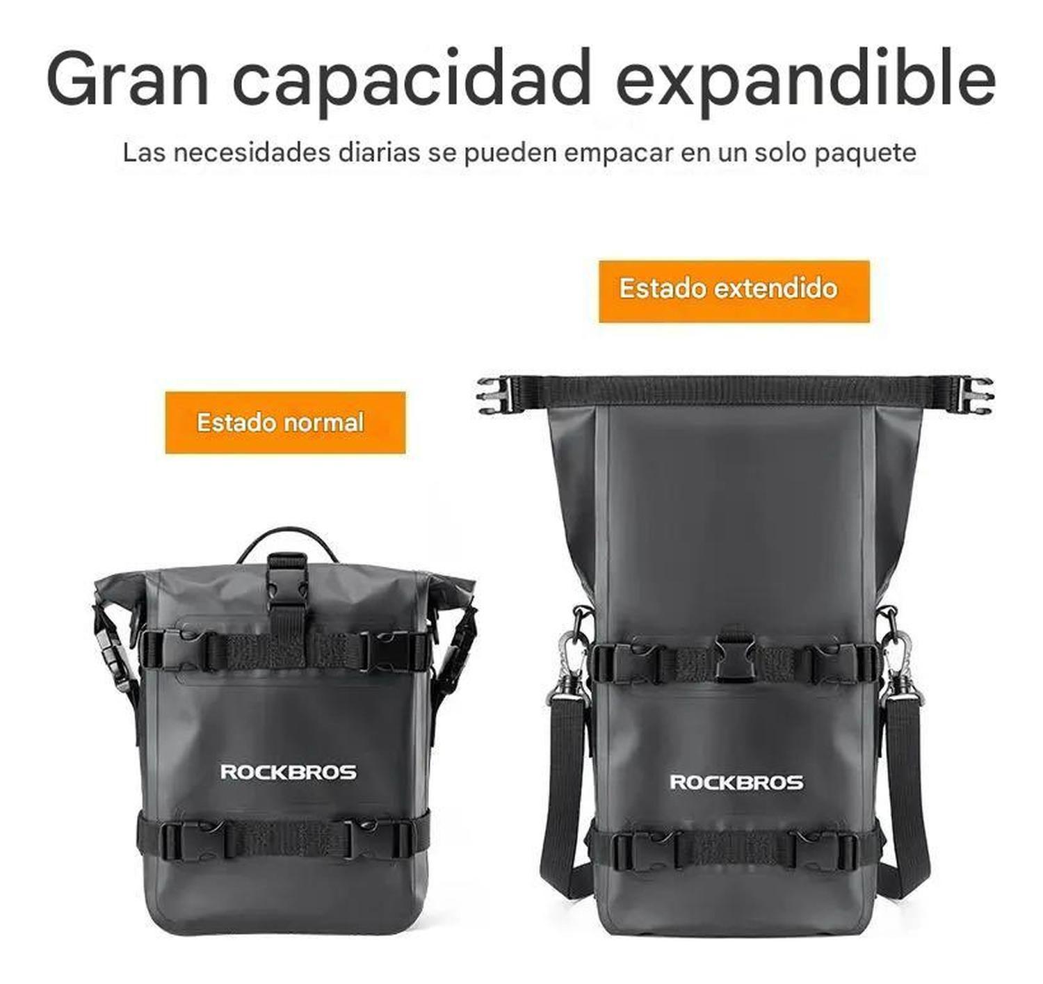 Alforja Rockbros Impermeable 5 Lt Moto Bolso Bandolera Viaje Negro-3
