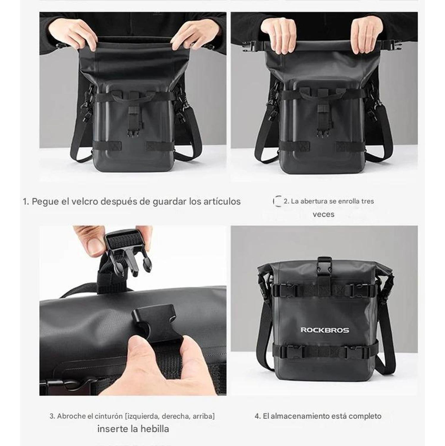 Alforja Rockbros Impermeable 5 Lt Moto Bolso Bandolera Viaje Negro-5
