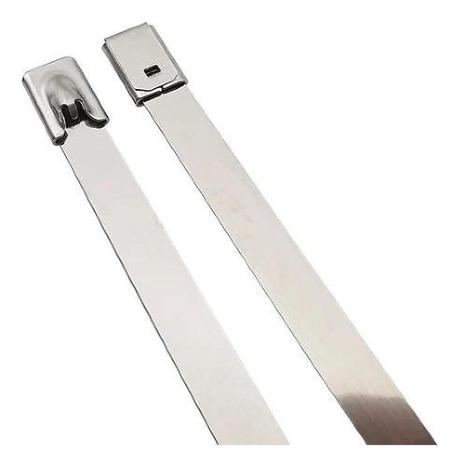 100 Bridas Acero Inoxidable Mètalica Seguridad 4.6x500mm Plateado-3