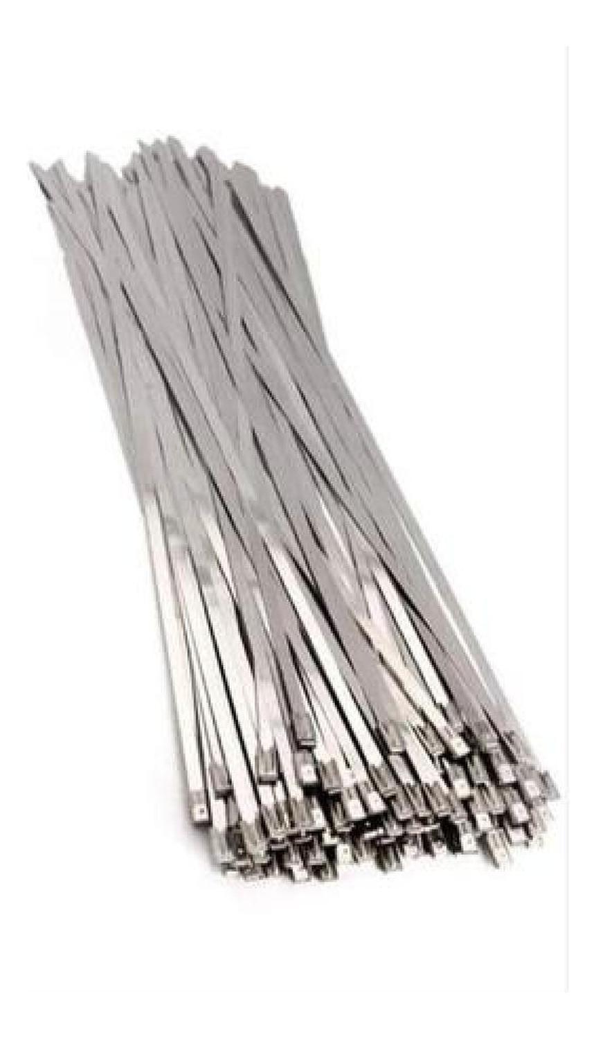 100 Bridas Acero Inoxidable Mètalica Seguridad 4.6x500mm Plateado-5