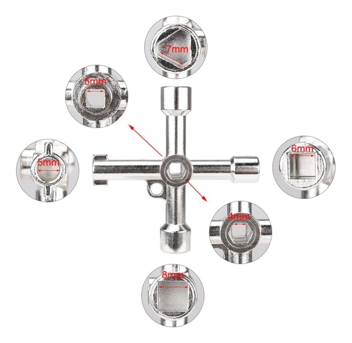 Llave 4 Vías / Cabezas Para Gabinetes Eléctricos Ascensores - Cromado-4