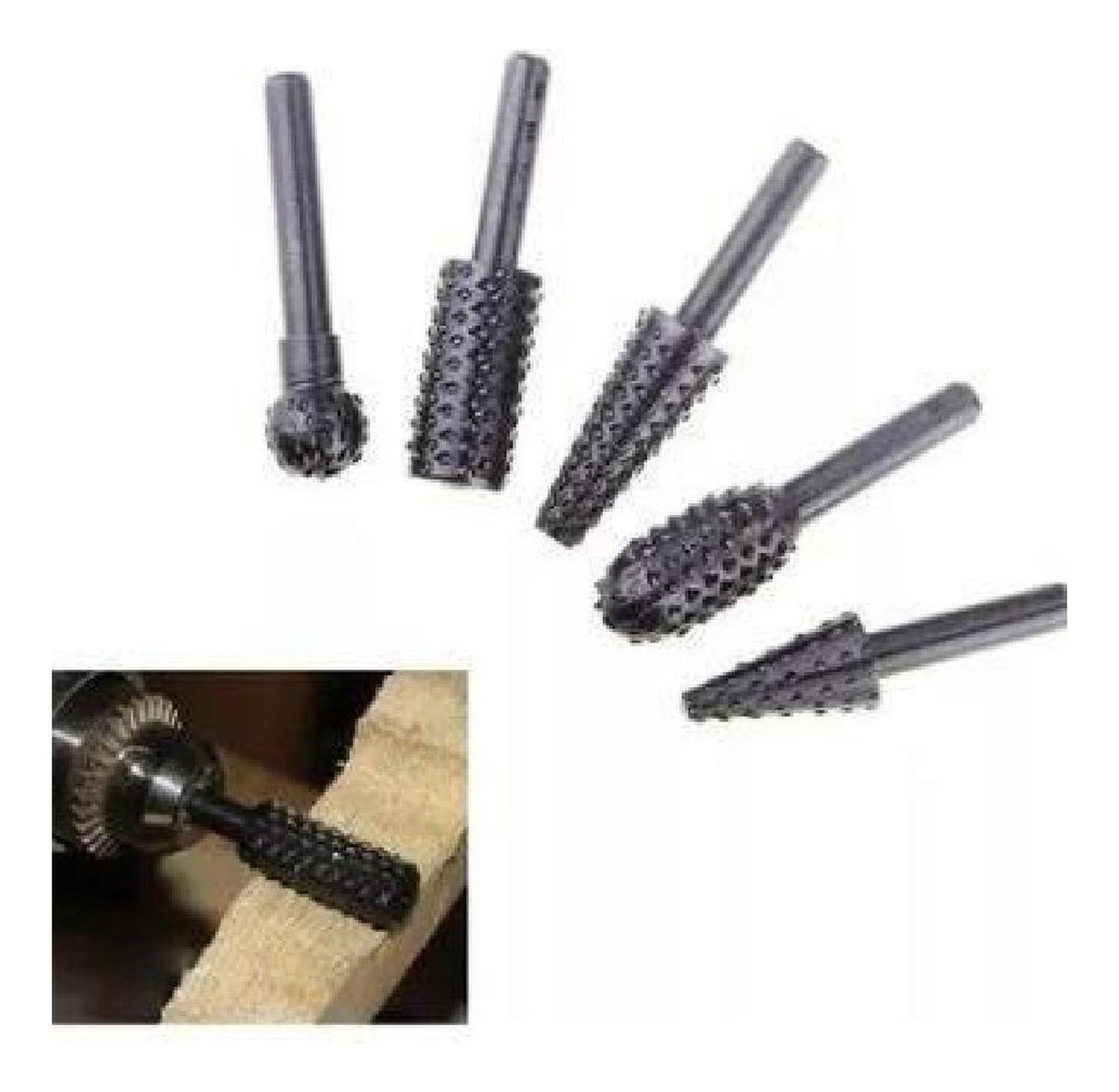Set 5 Fresas Rotativas Madera Metal, Taladro Y Dremel, Lima-1
