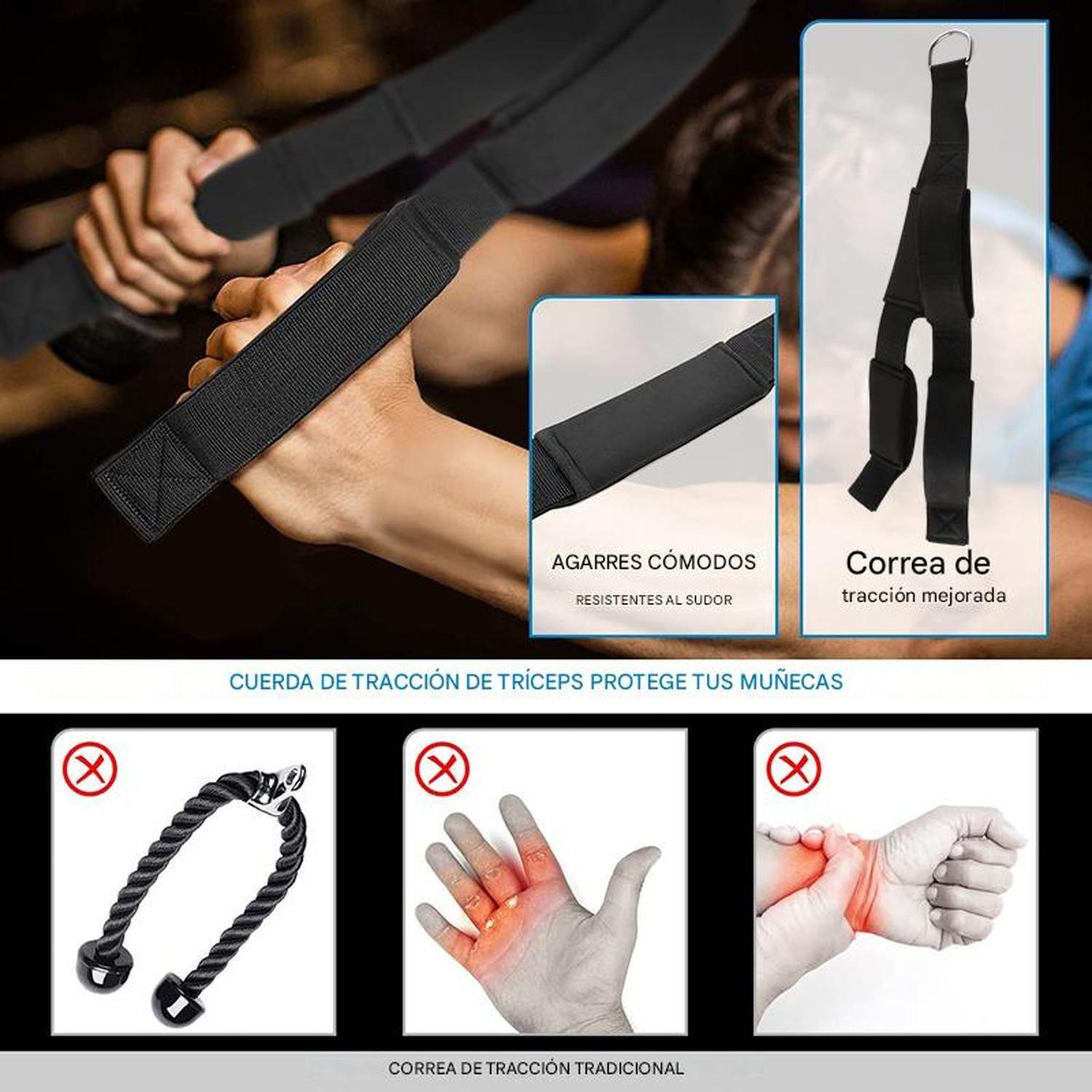 Correa Tríceps Doble Agarre Cuerda Polea Gym Profesional-2