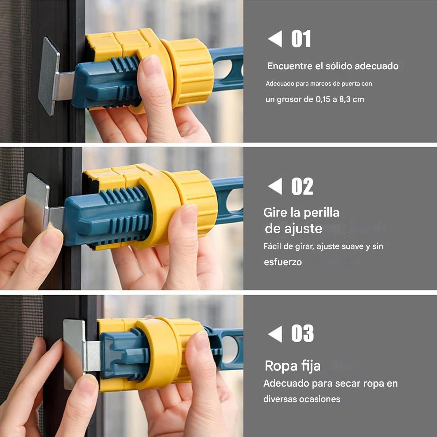 Tendedero Colgador Ropa Ajustable 8 Agujeros Para Ventana-1