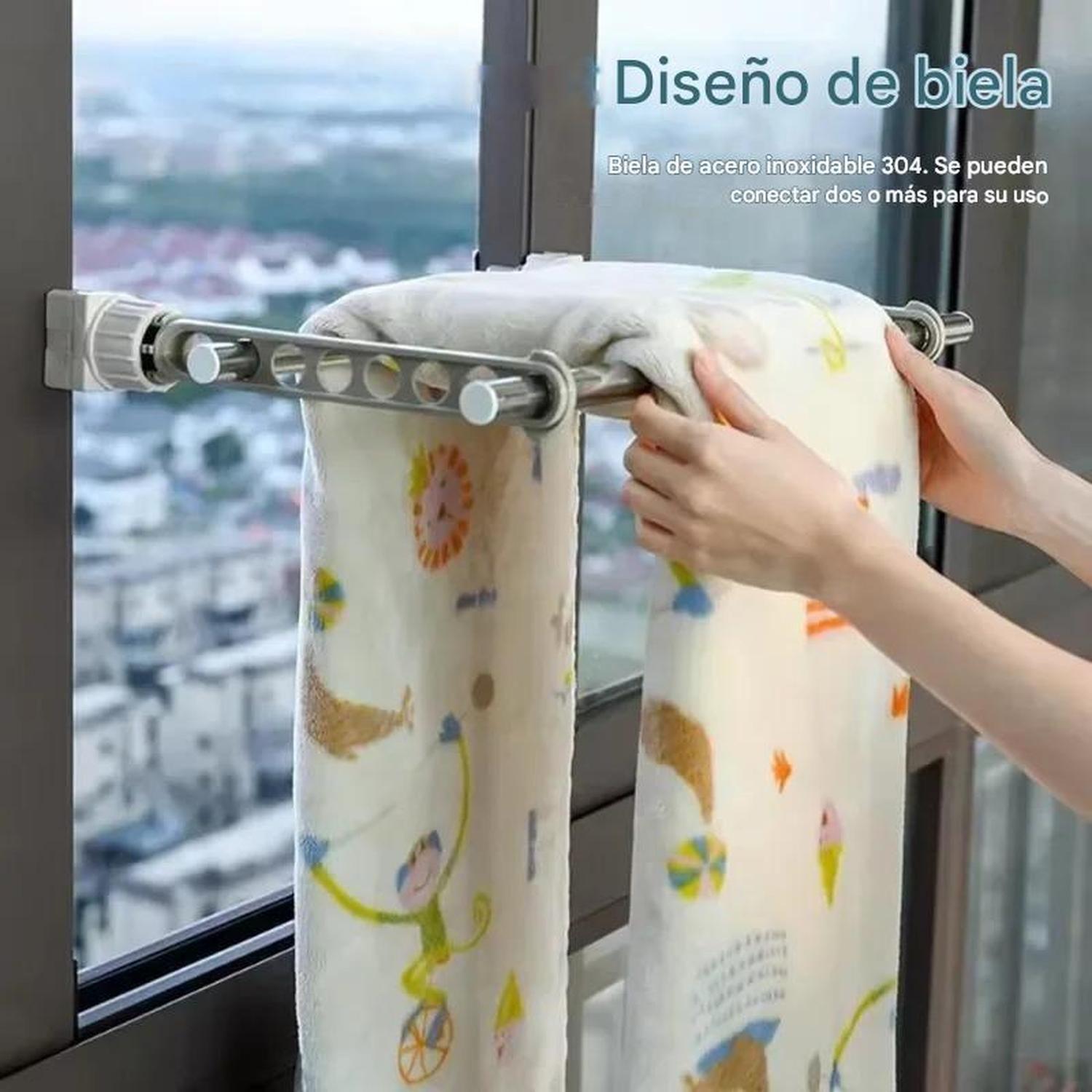 Tendedero Colgador Ropa Ajustable 8 Agujeros Para Ventana-5