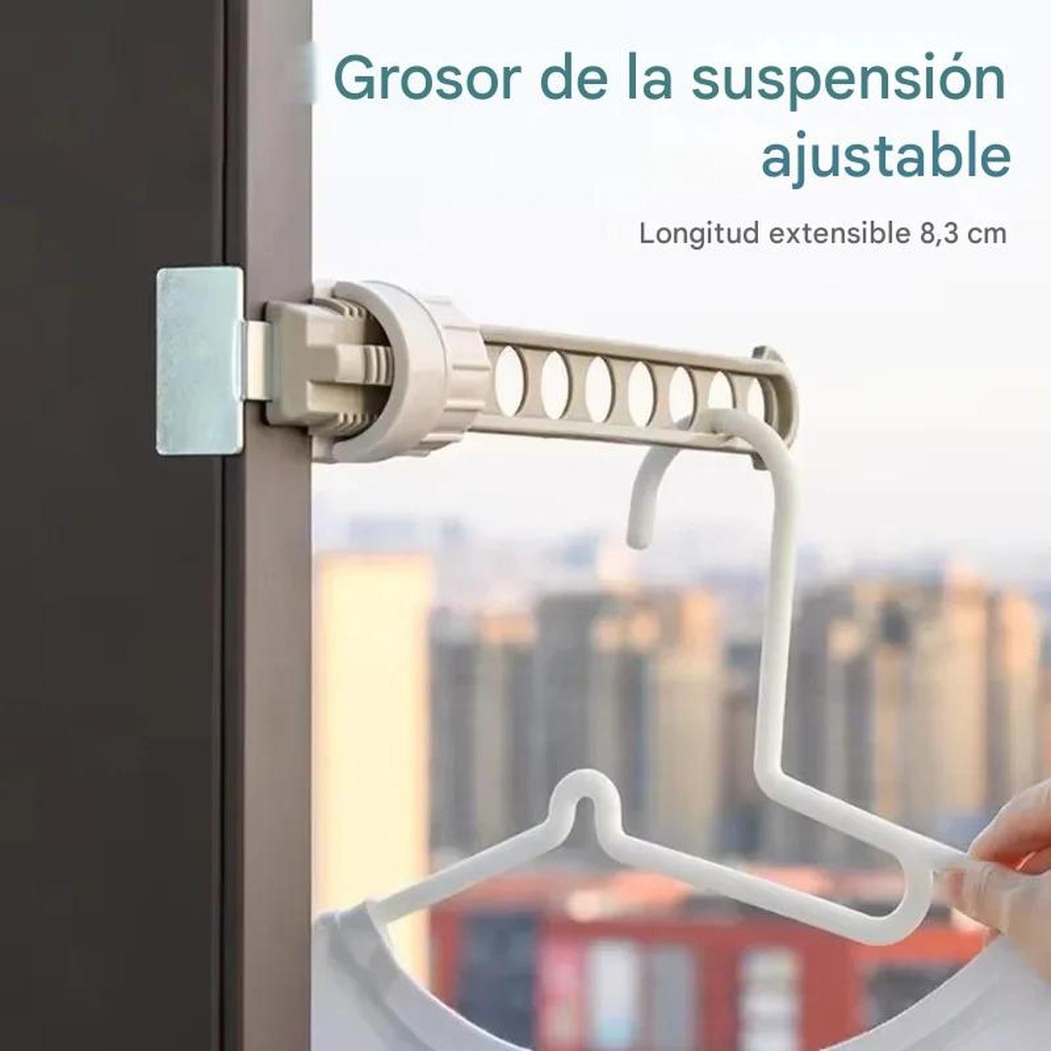 Tendedero Colgador Ropa Ajustable 8 Agujeros Para Ventana-5