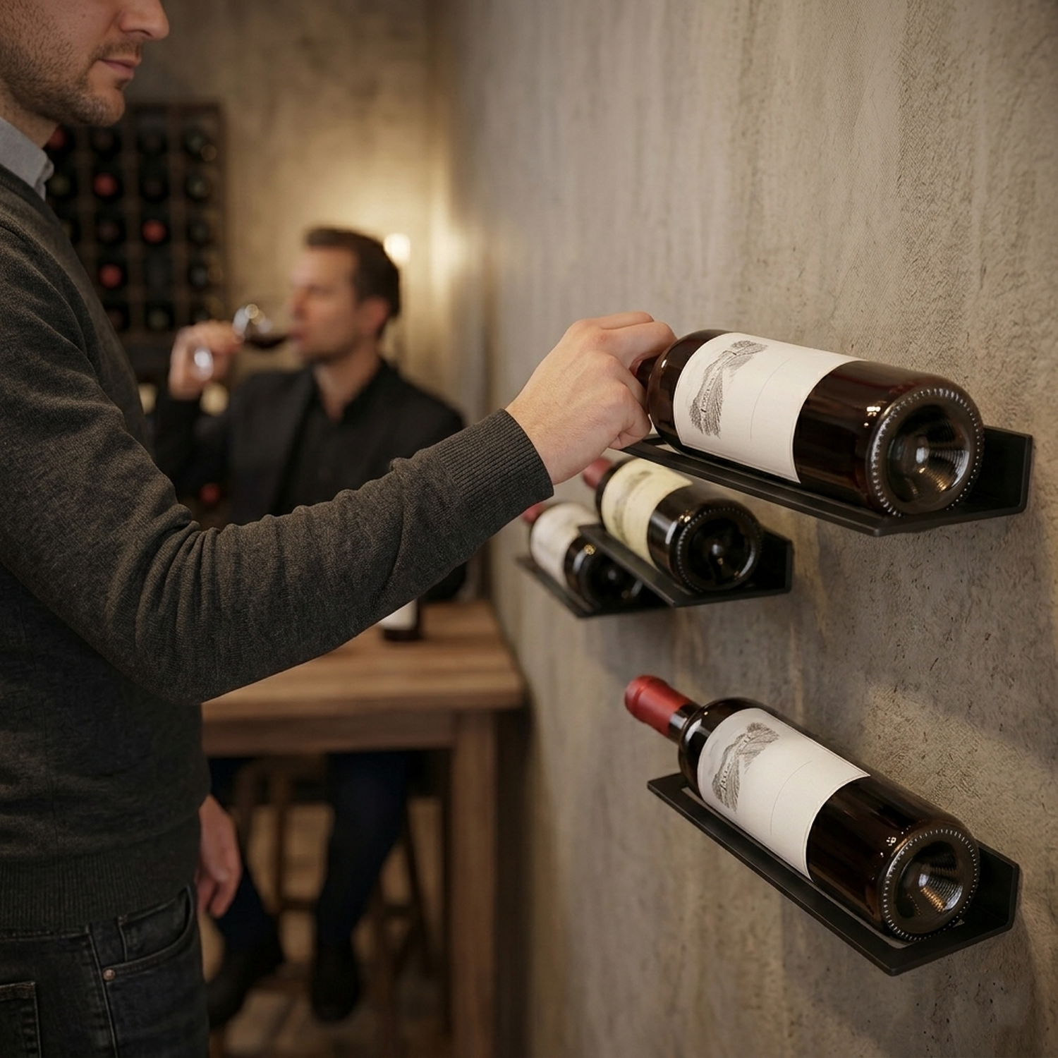 Soporte Muro Botella De Vino Rack Metálico Cava Flotante-4