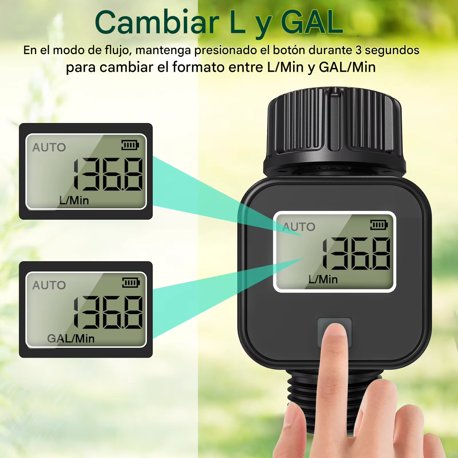 Medidor de Flujo Consumo de Agua Digital IPX6 Manguera-7