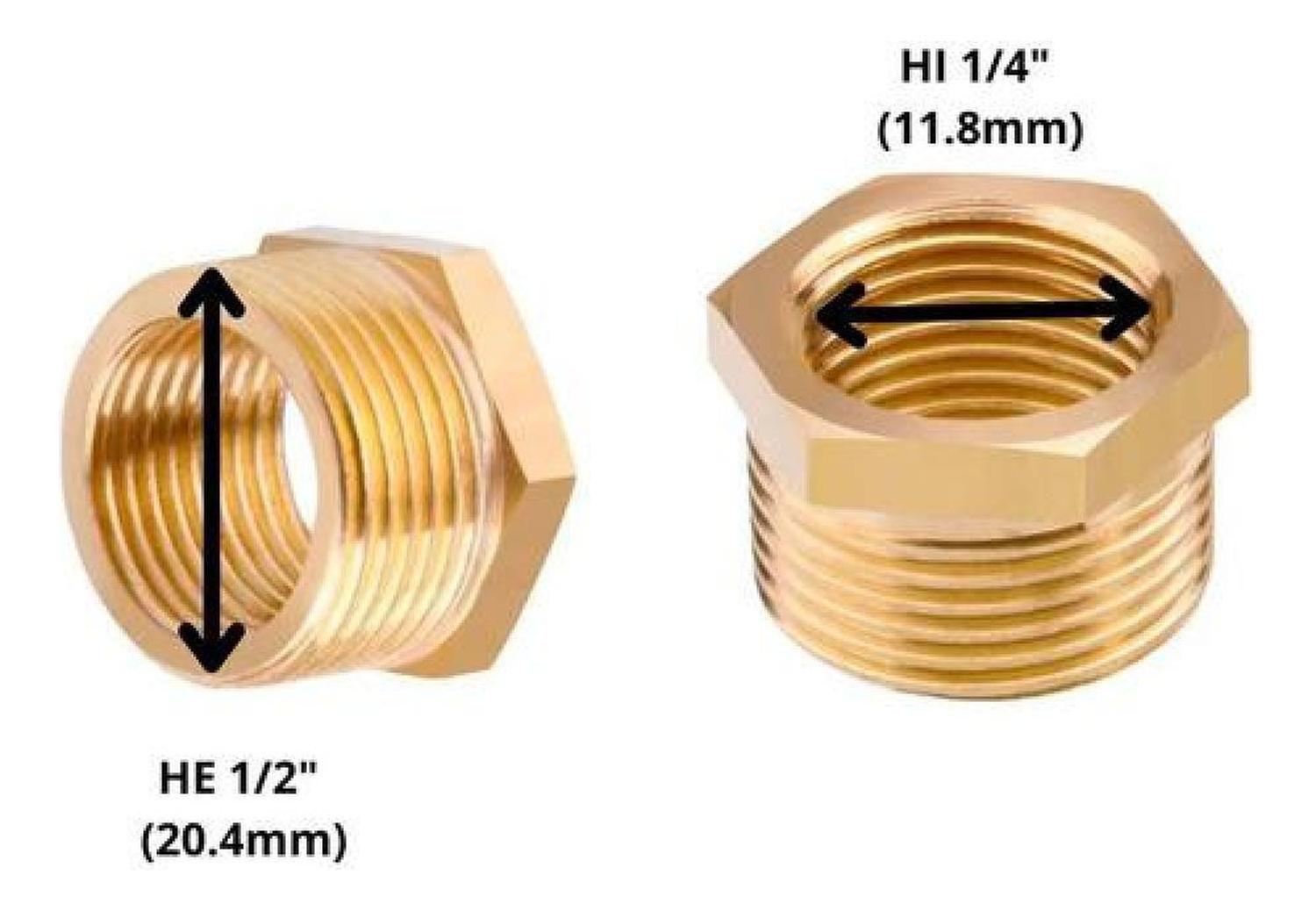Niple Buje Bushing 1/4 Hi- 1/2 He Conector Bronce Manómetro-2