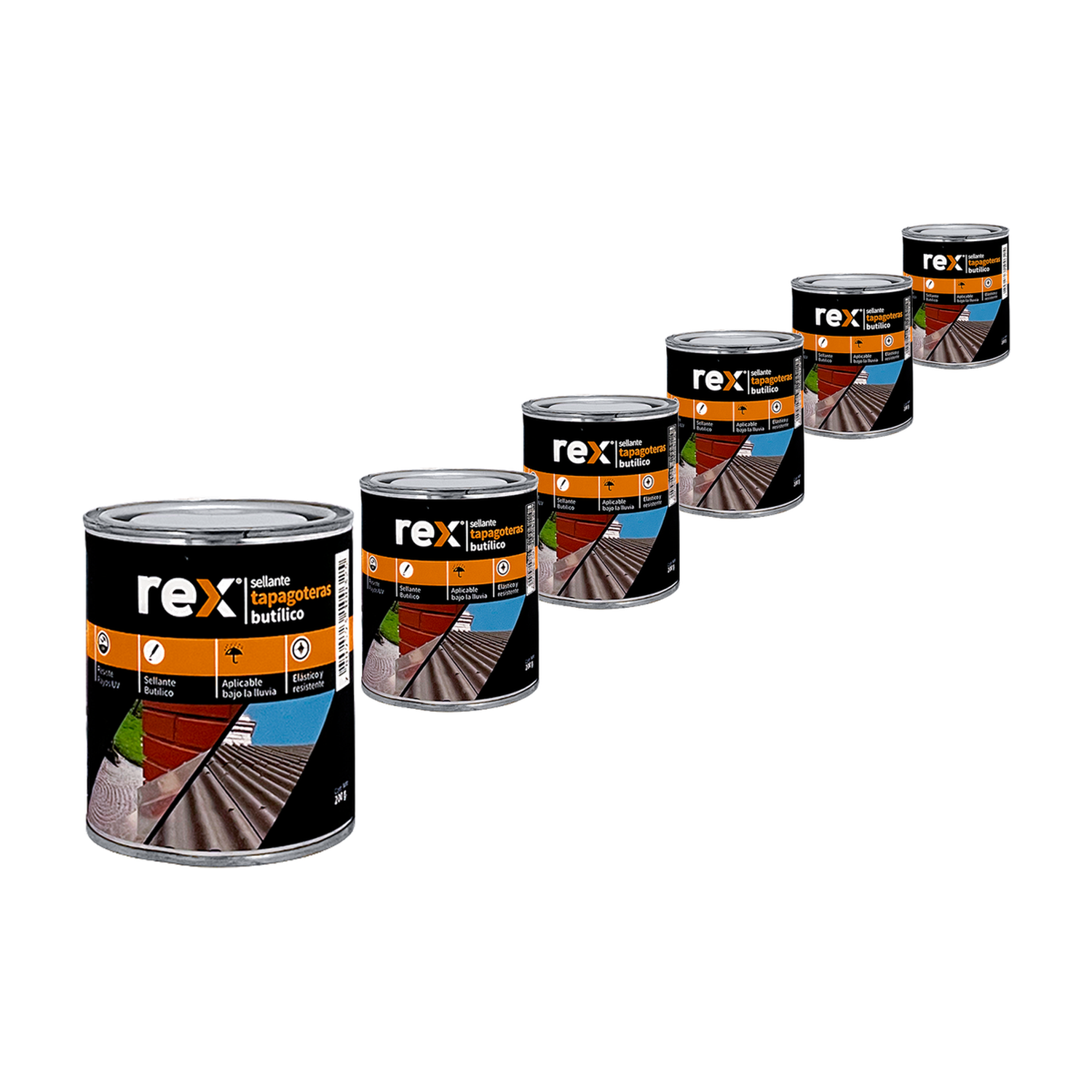 Pack 6 Sellante Tapagoteras Butilico Rex 200g Techumbres-0