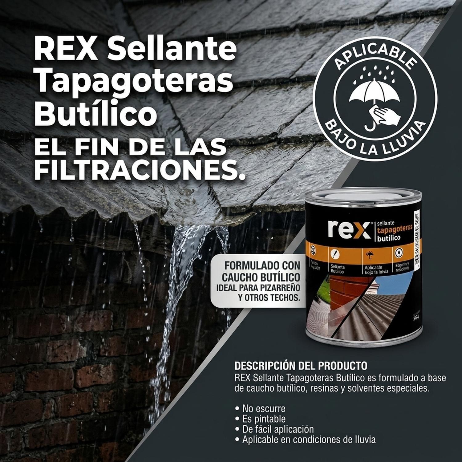 Pack 6 Sellante Tapagoteras Butilico Rex 200g Techumbres-2