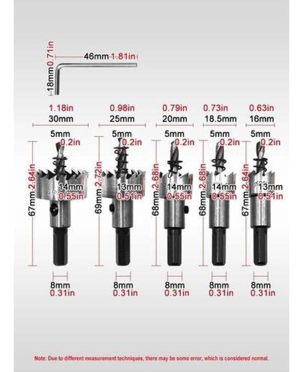 Set Brocas Circular Sacabocado Hss Metal 16-18.5-20-15-30mm-3