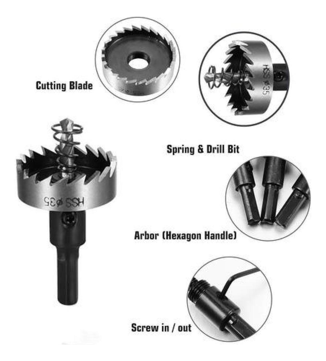 Set Brocas Circular Sacabocado Hss Metal 16-18.5-20-15-30mm-4