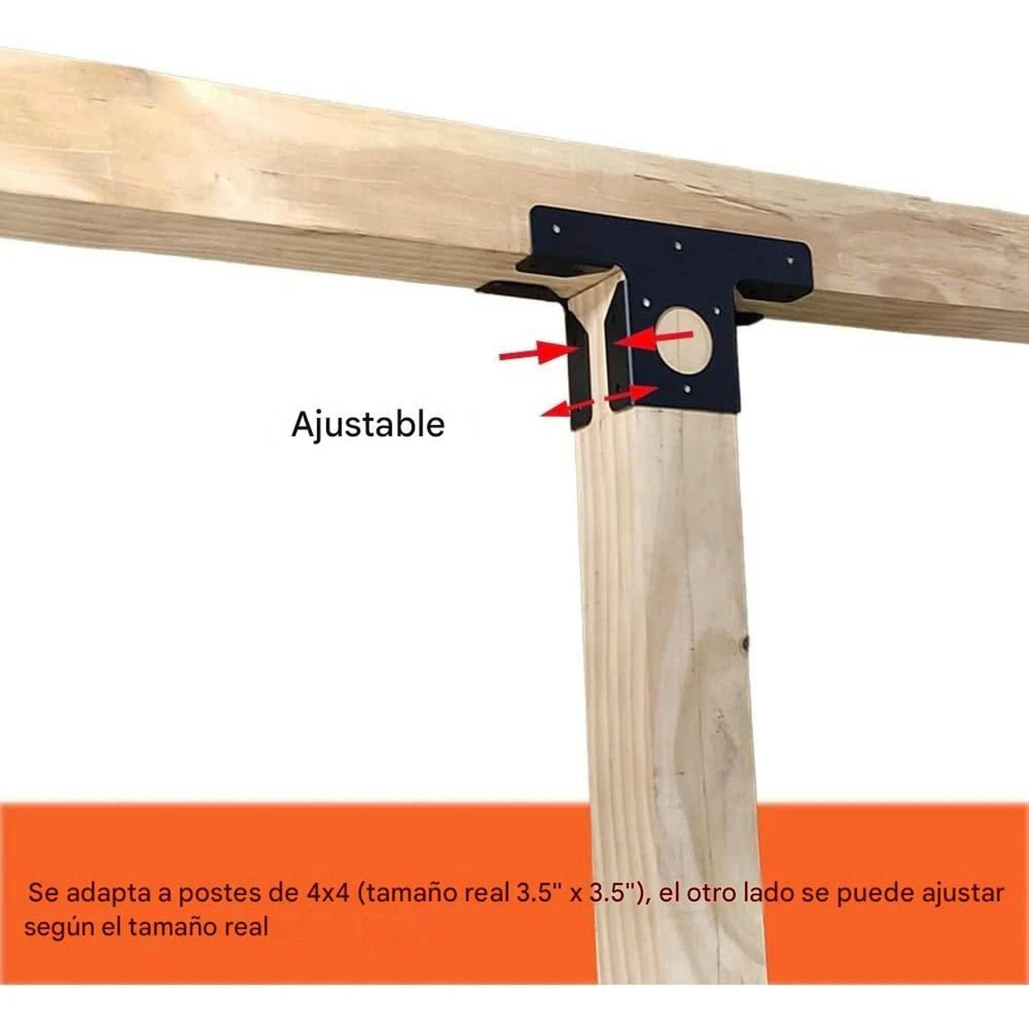 Soporte Estructural En T Fijación Madera Ajustable-1