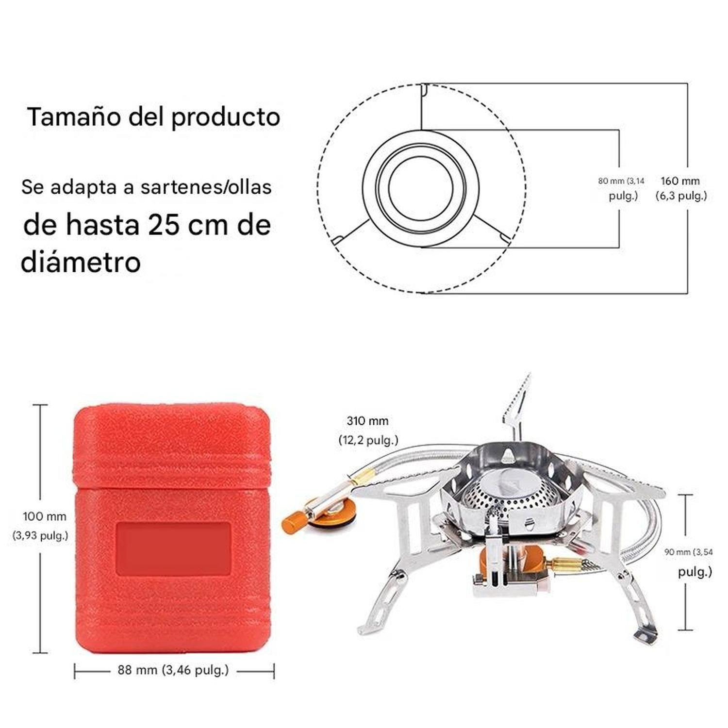 Cocinilla Camping a Gas Plegable Compacto Quemador Chispero-2