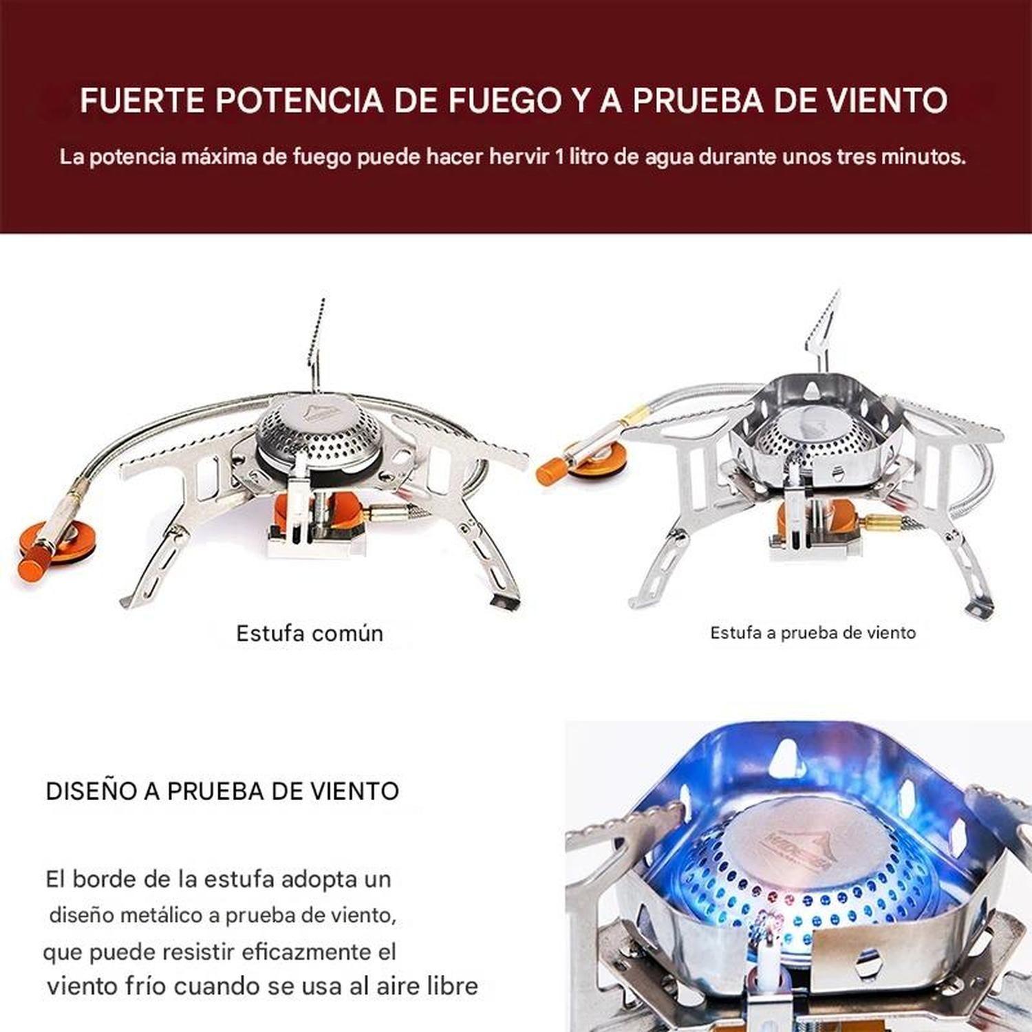 Cocinilla Camping a Gas Plegable Compacto Quemador Chispero-4