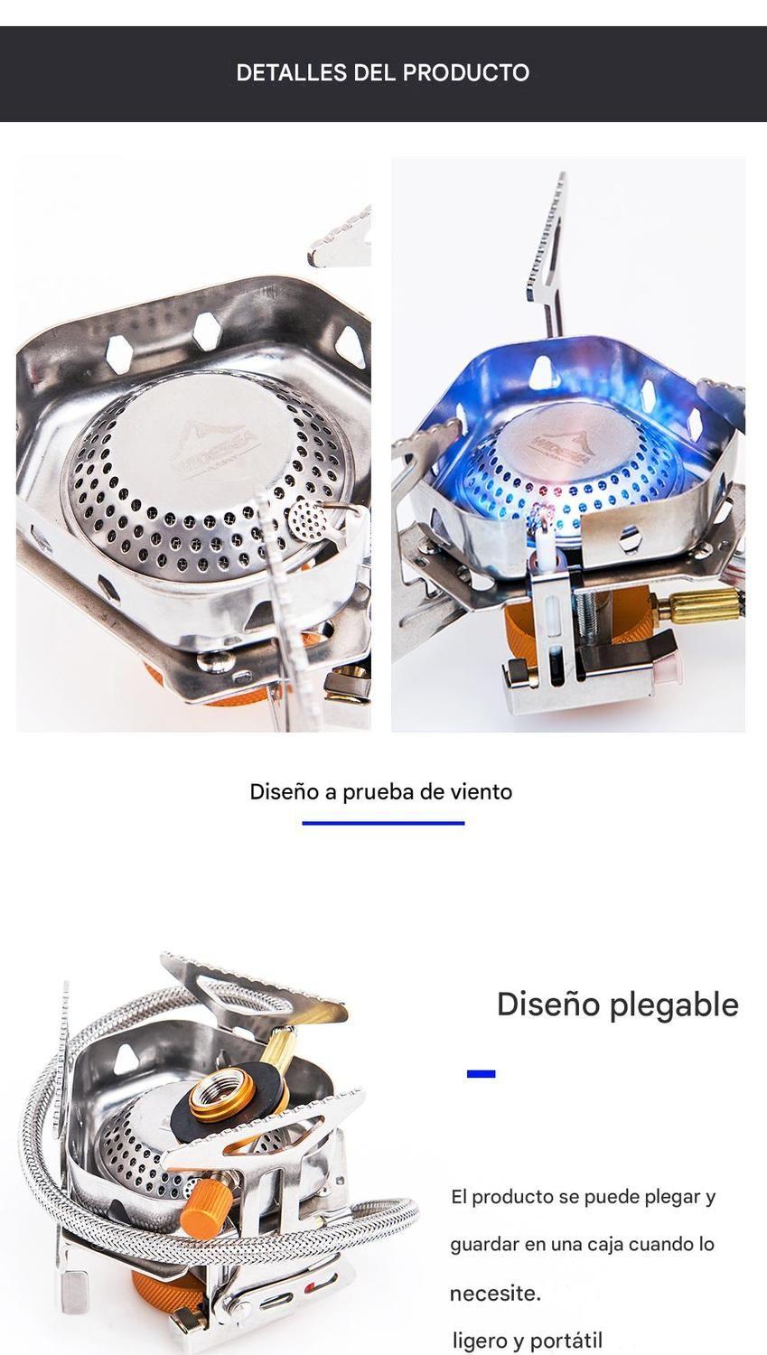 Cocinilla Camping a Gas Plegable Compacto Quemador Chispero-6