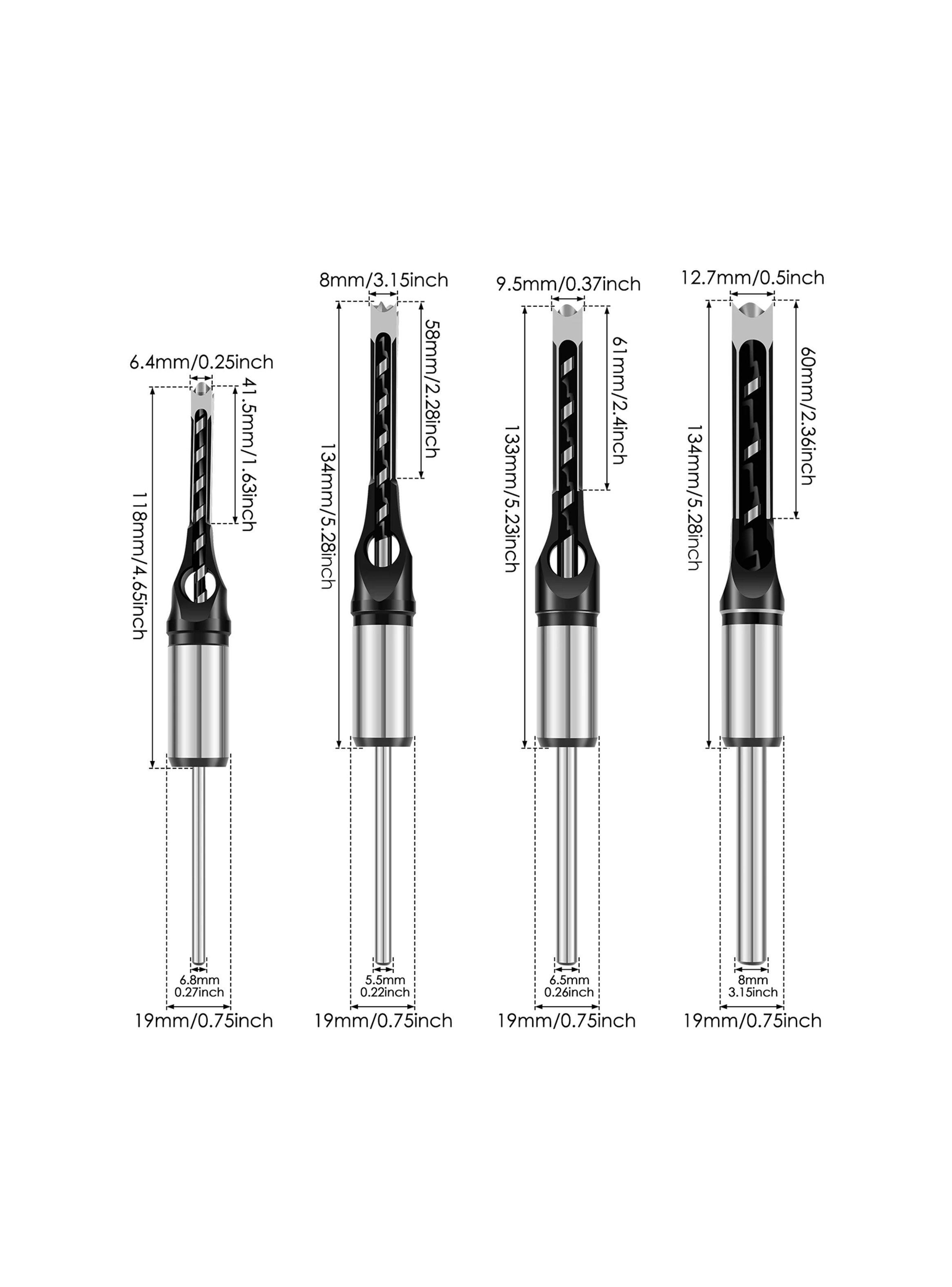 Set De Brocas Para Agujeros Cuadrados + Adaptador De Taladro-4