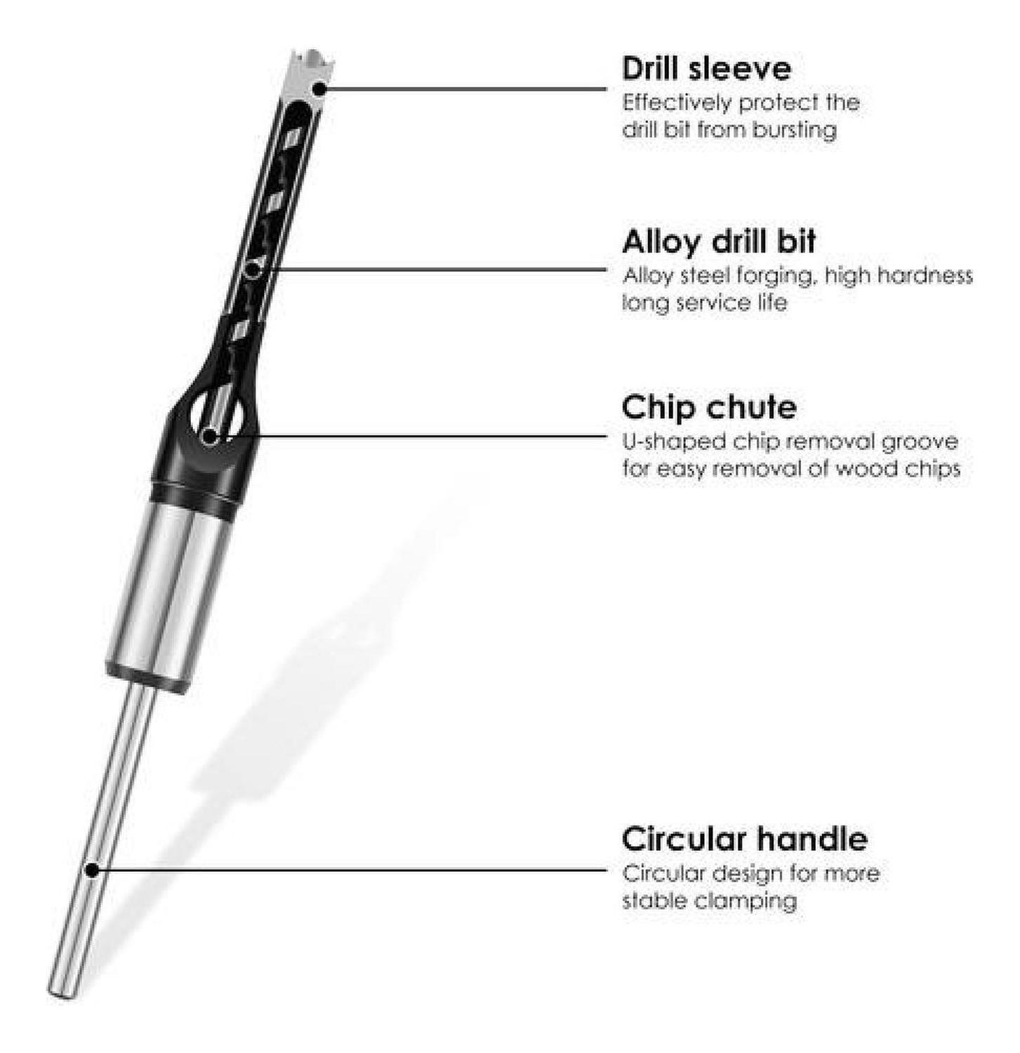 Set De Brocas Para Agujeros Cuadrados + Adaptador De Taladro-4