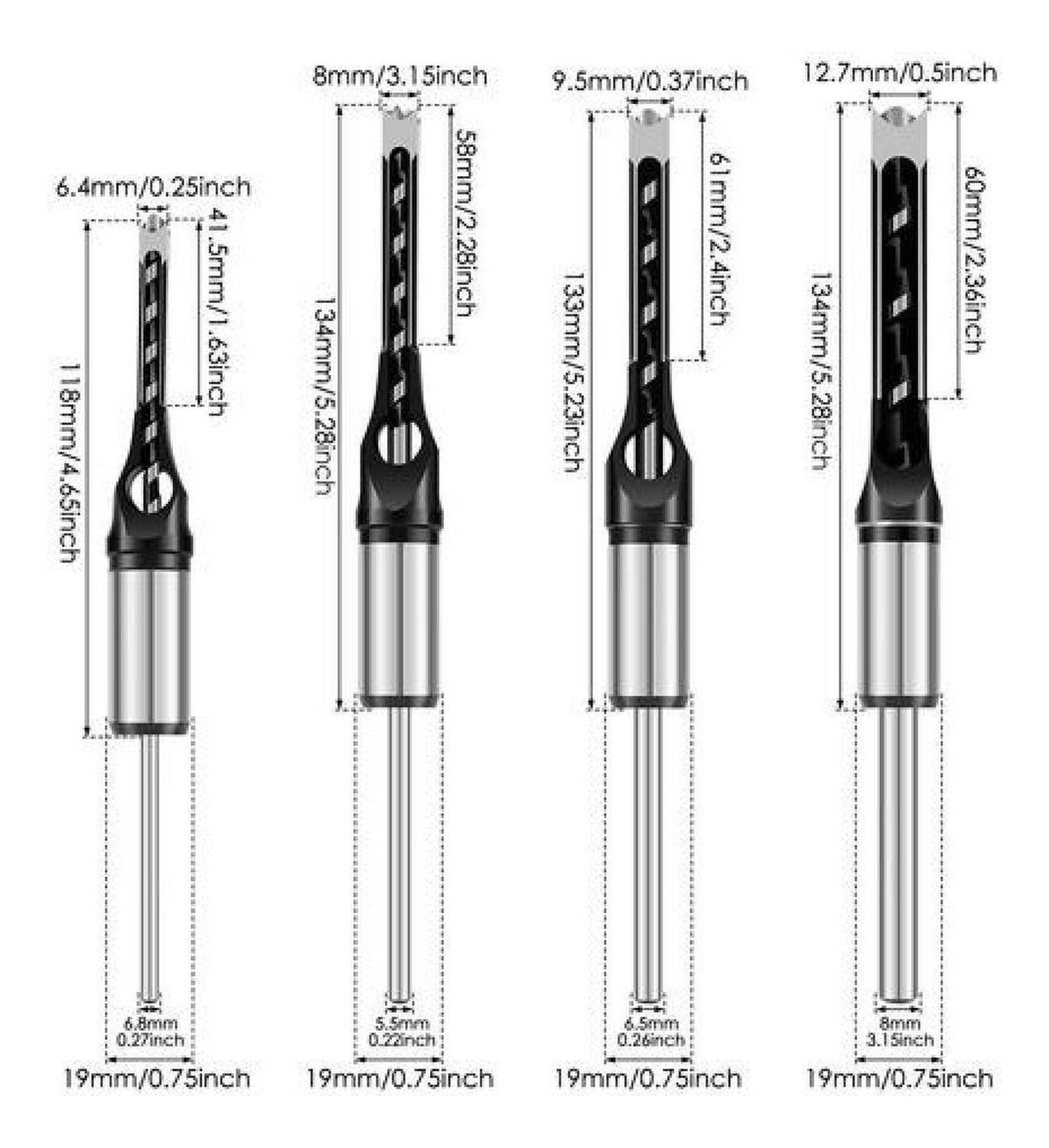 Set De Brocas Para Agujeros Cuadrados + Adaptador De Taladro-7