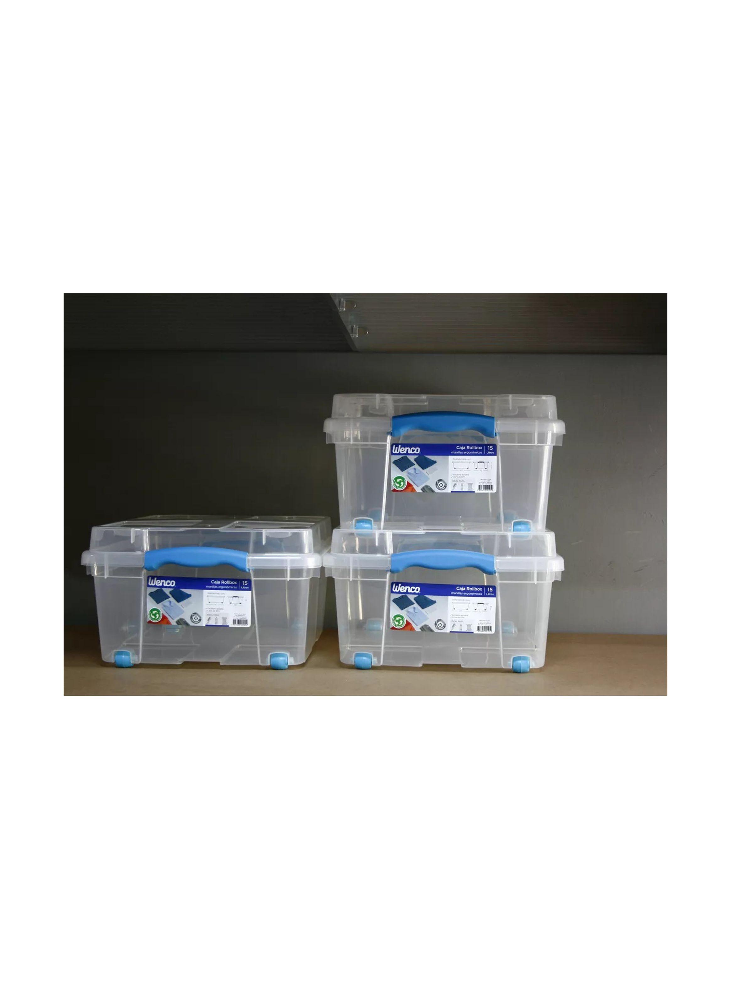 Pack 4 Cajas Organizadoras 15lts Wenco C/ Ruedas 18x30x40cm-1