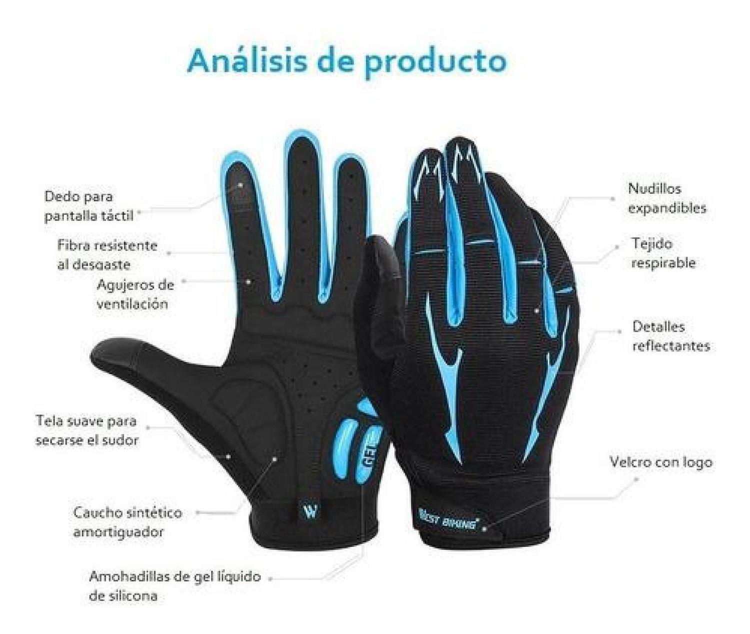 Guantes West Biking Con Gel, Ruta Y Mtb Dedo Largo Bicicleta-5