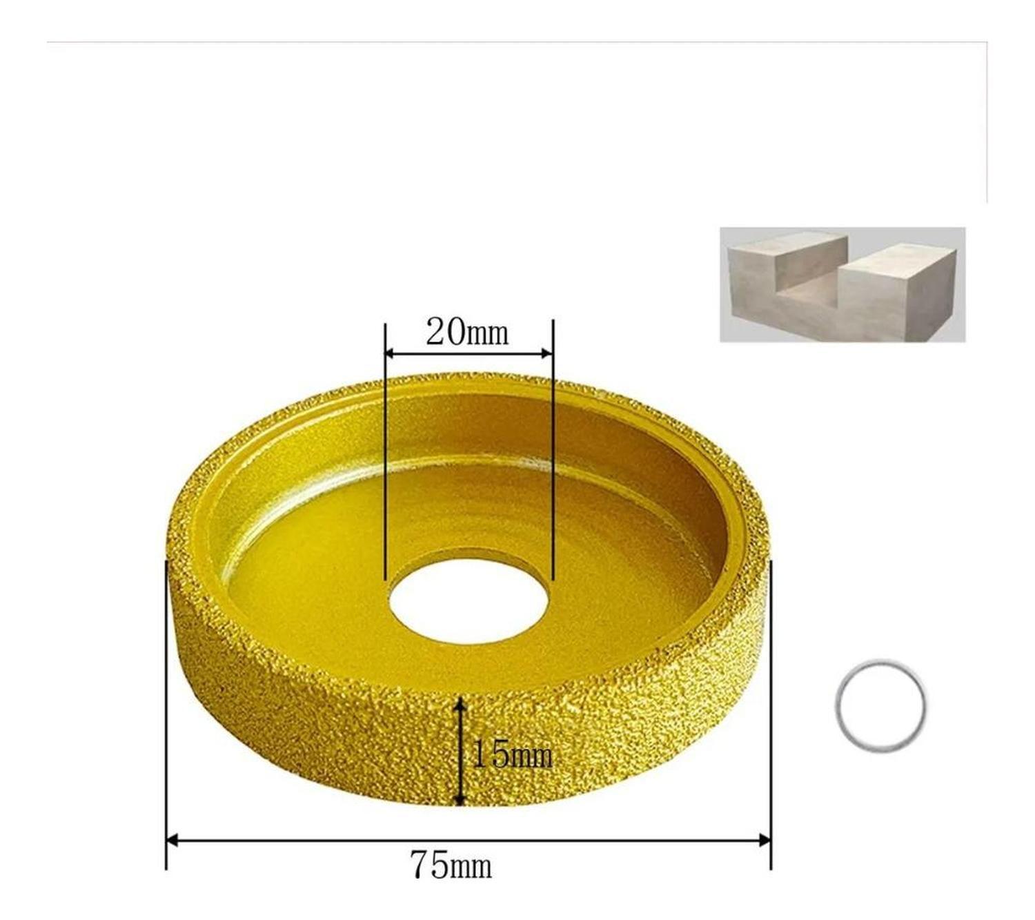 Disco Diamantado Borde Recto 75mm Para Pulido Piedra 15mm - Dorado-3