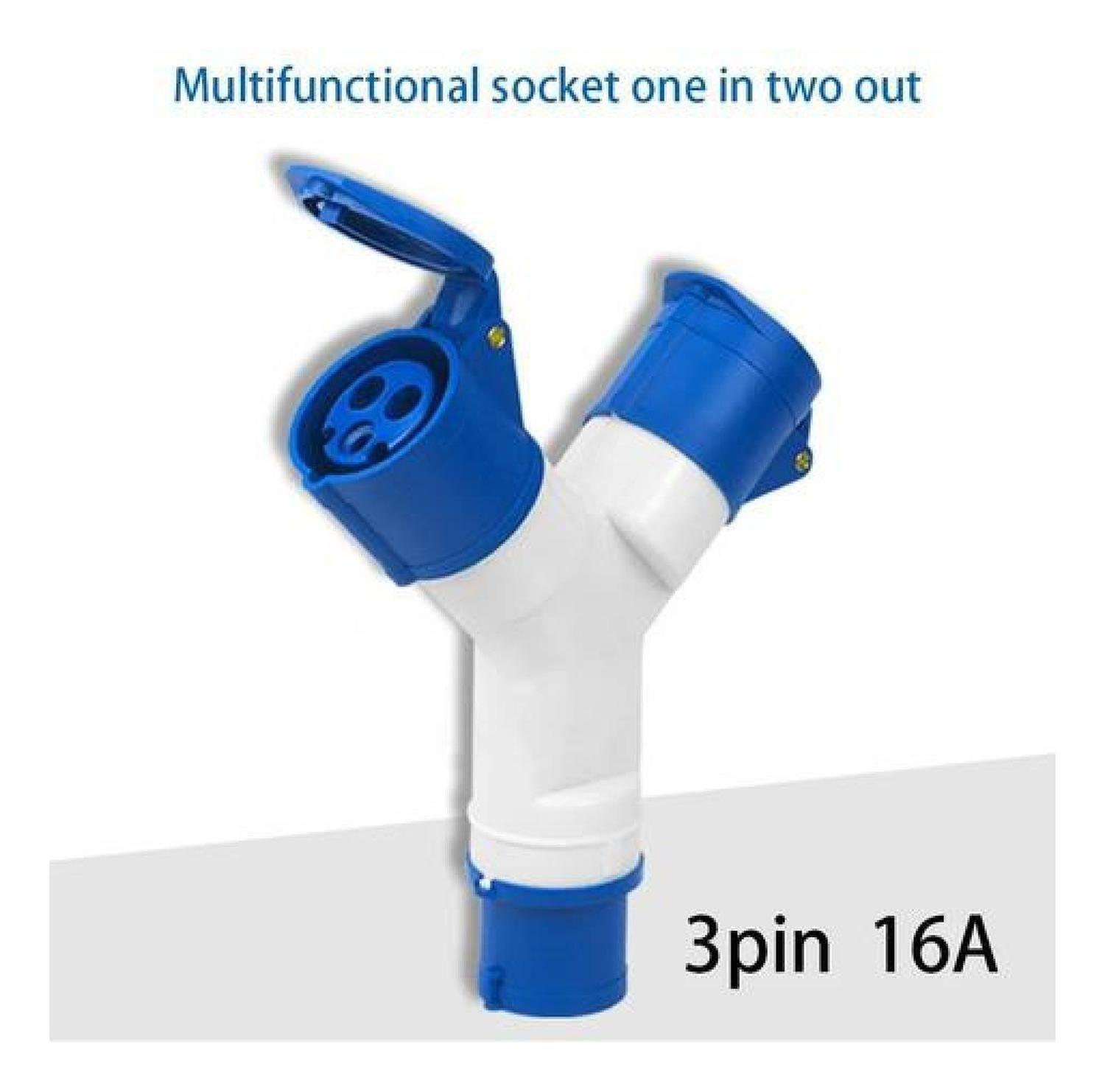 Toma Hembra Enchufe Industrial Derivación Dual 220v 2p+t 1 Macho 2 Hembra-1