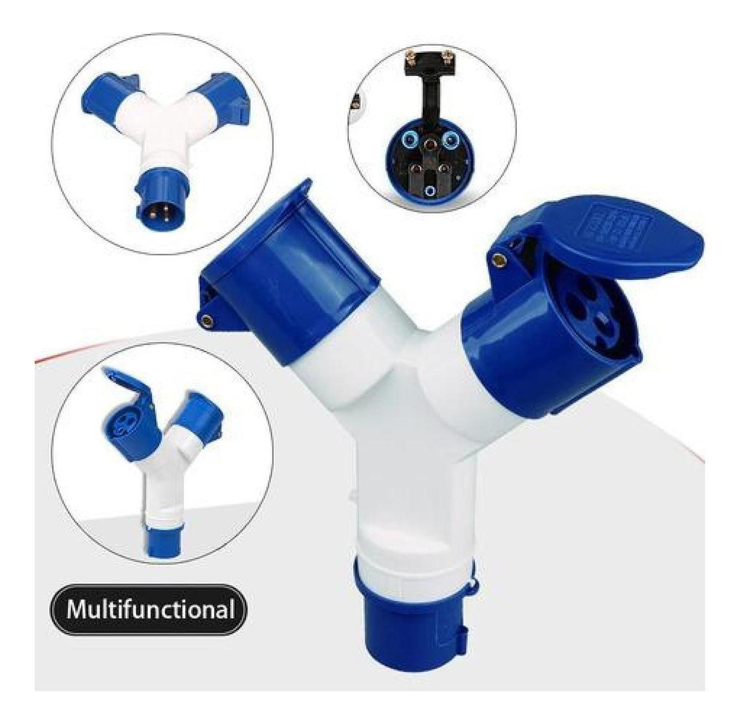 Toma Hembra Enchufe Industrial Derivación Dual 220v 2p+t 1 Macho 2 Hembra-2