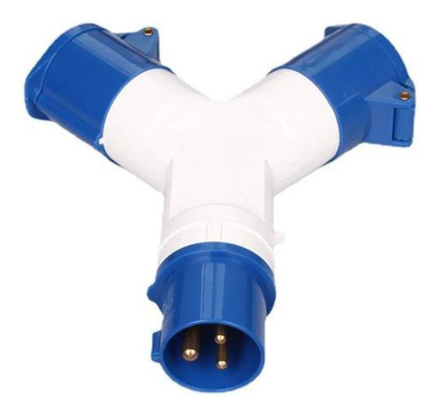 Toma Hembra Enchufe Industrial Derivación Dual 220v 2p+t 1 Macho 2 Hembra-3