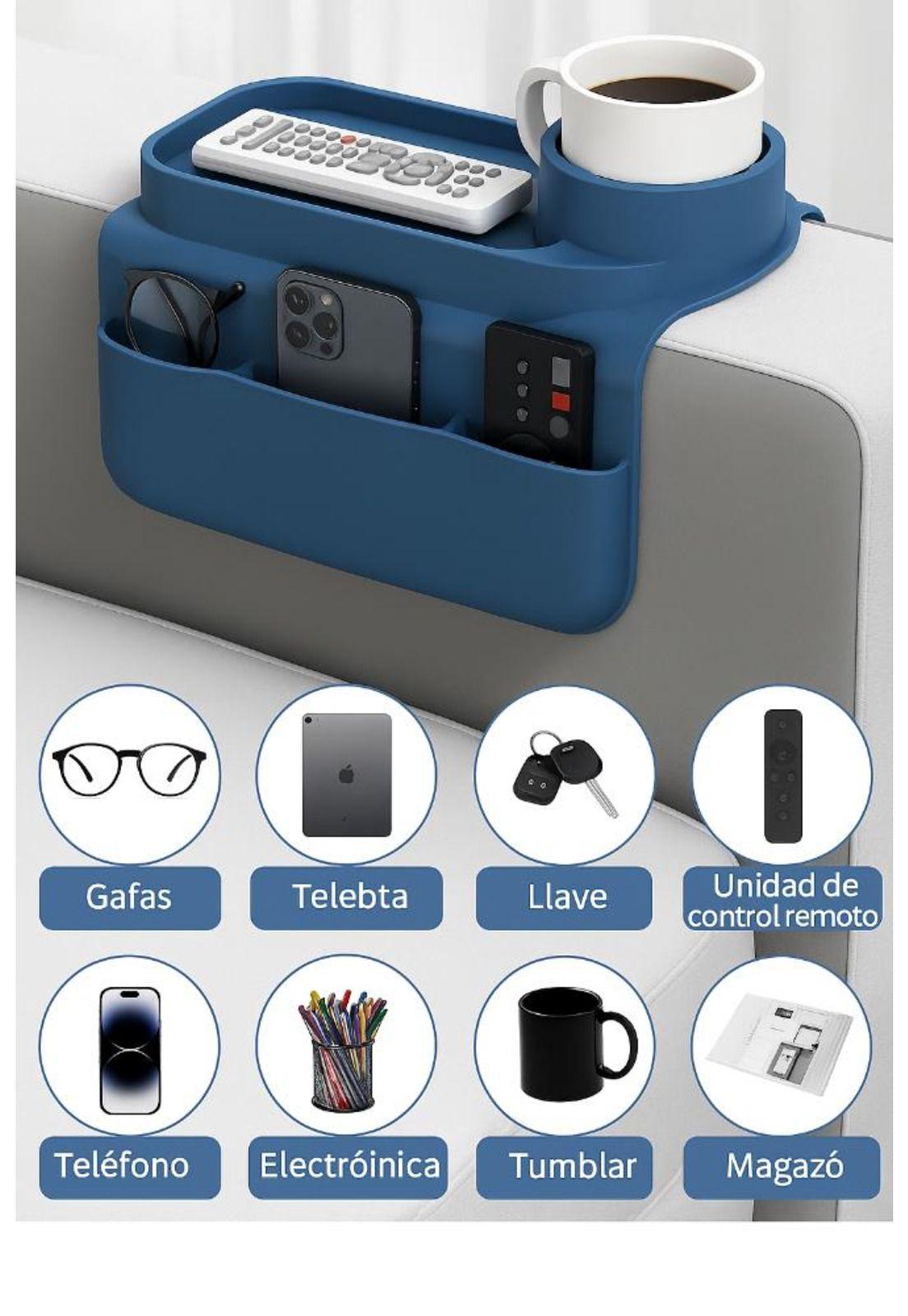 Organizador reposabrazos sofá silicona portavasos lateral-2