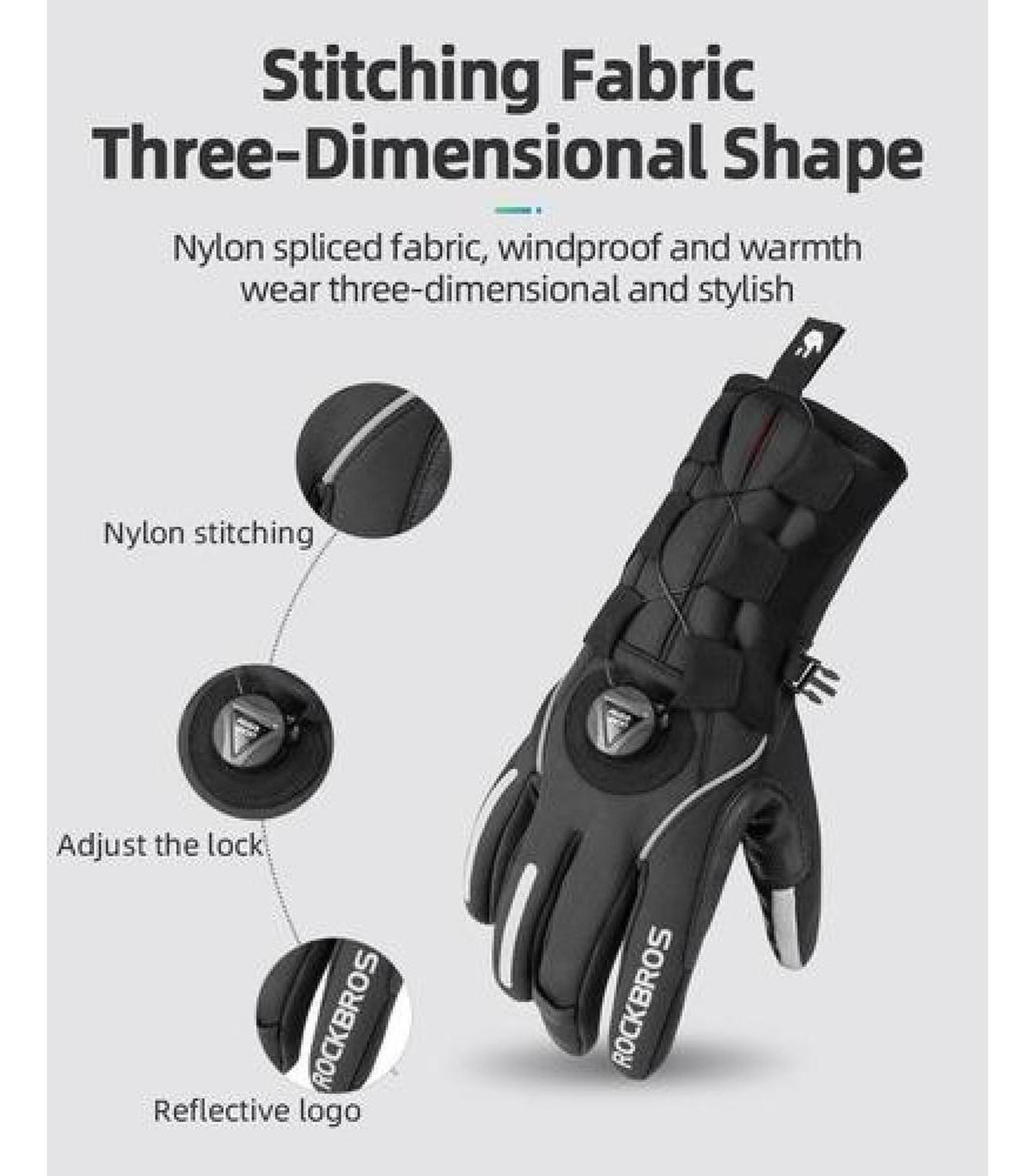 Guantes Rockbros Invierno, Ajuste Tipo Rueda Moto Bicicleta-4