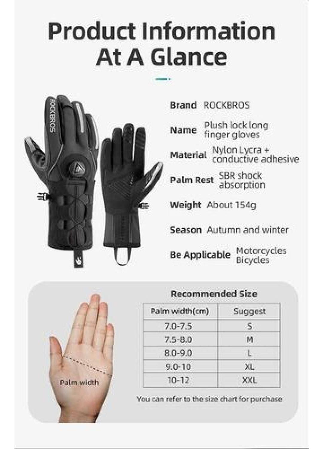 Guantes Rockbros Invierno, Ajuste Tipo Rueda Moto Bicicleta-9