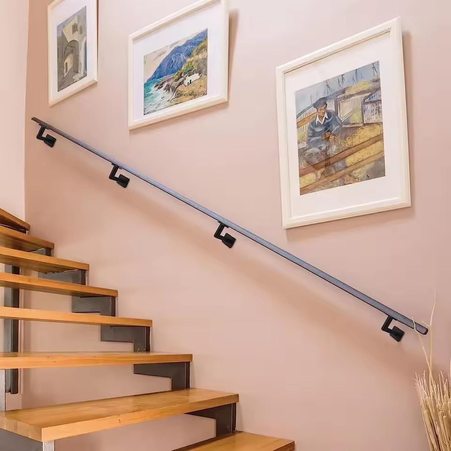 Soporte Pasamanos De Escalera Ajustable Metálico Negro-4