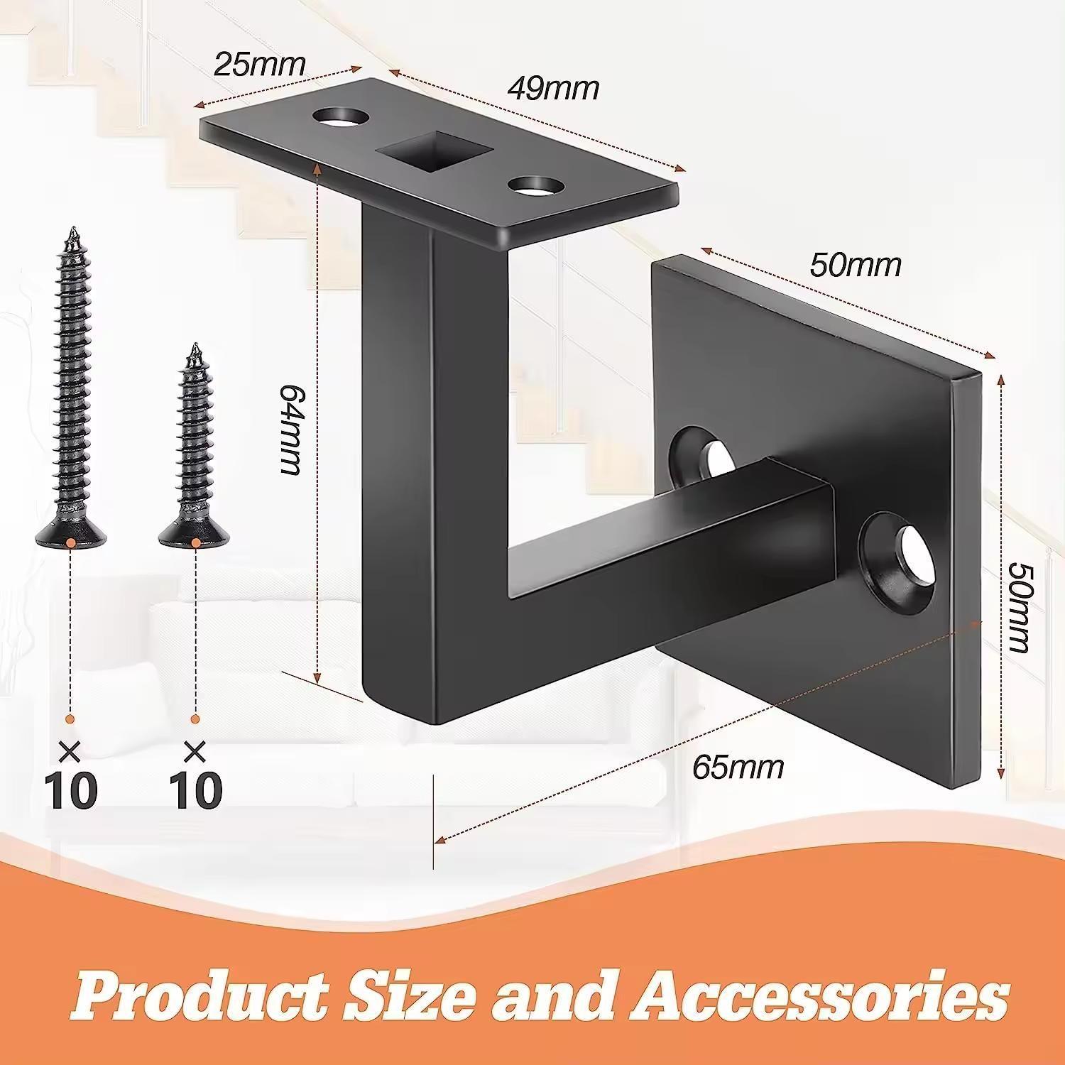 Soporte Pasamanos De Escalera Ajustable Metálico Negro-5