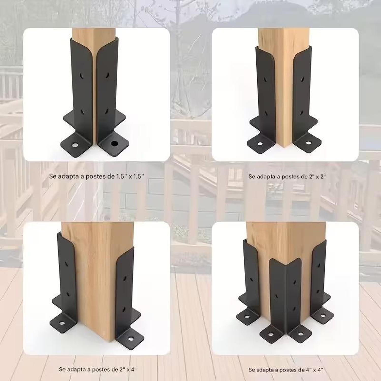 Soportes Base Pilares De Madera Kit 4 Pzas-1