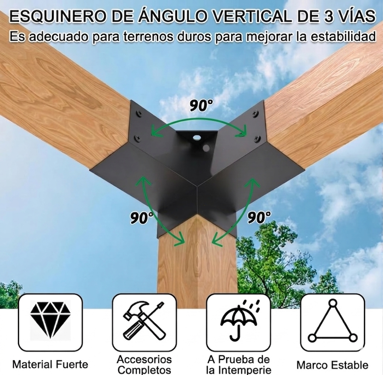 Kit Soportes Para Pergola Madera 4x4 Esquinas Y Bases-4