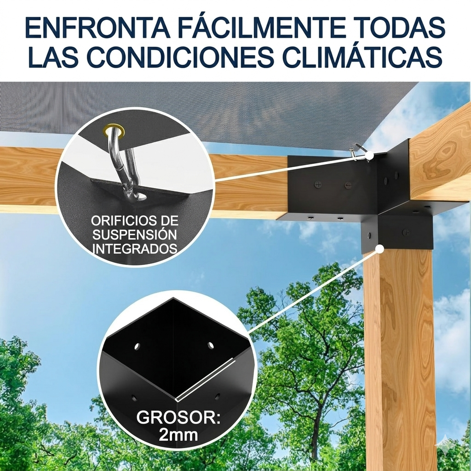 Kit Soportes Para Pergola Madera 4x4 Esquinas Y Bases-6