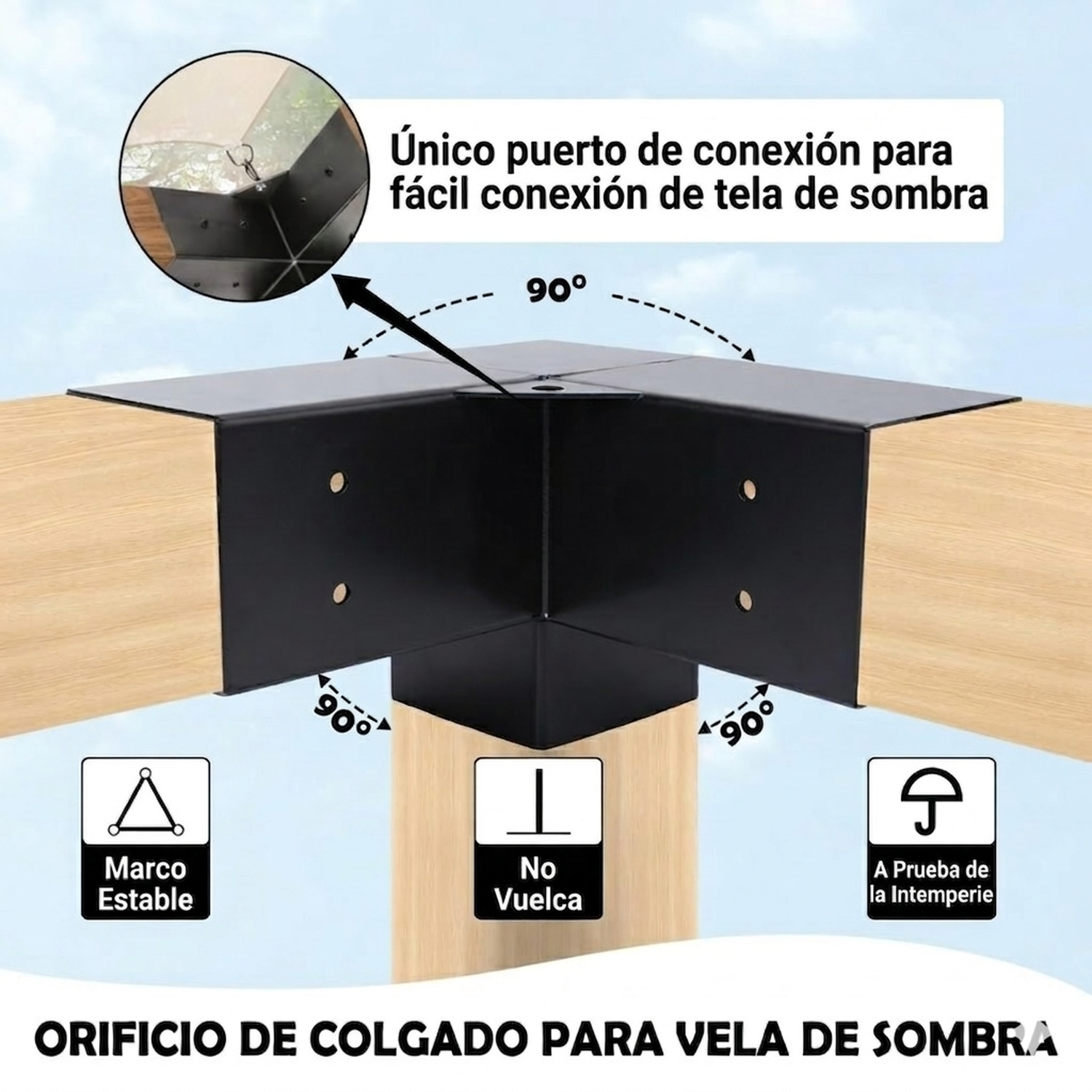 Kit Soportes Para Pergola Madera 4x4 Esquinas Y Bases-7