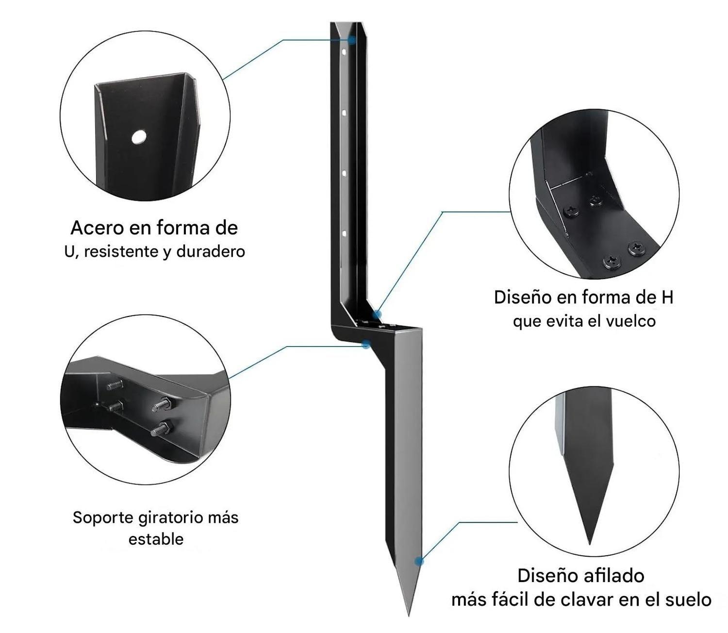 Estaca De Acero Para Reparar Postes Y Cercos Madera-2