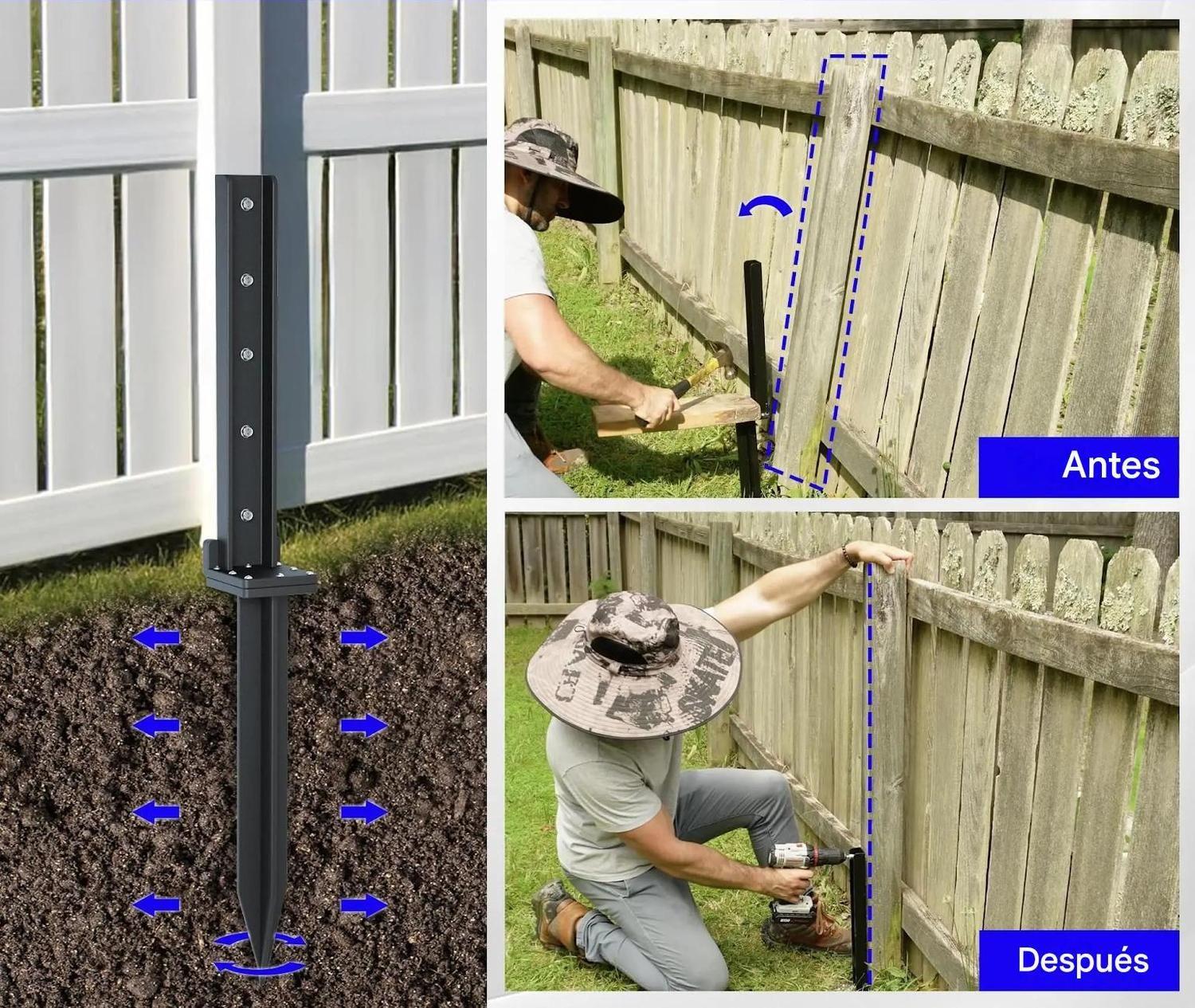 Estaca De Acero Para Reparar Postes Y Cercos Madera-3