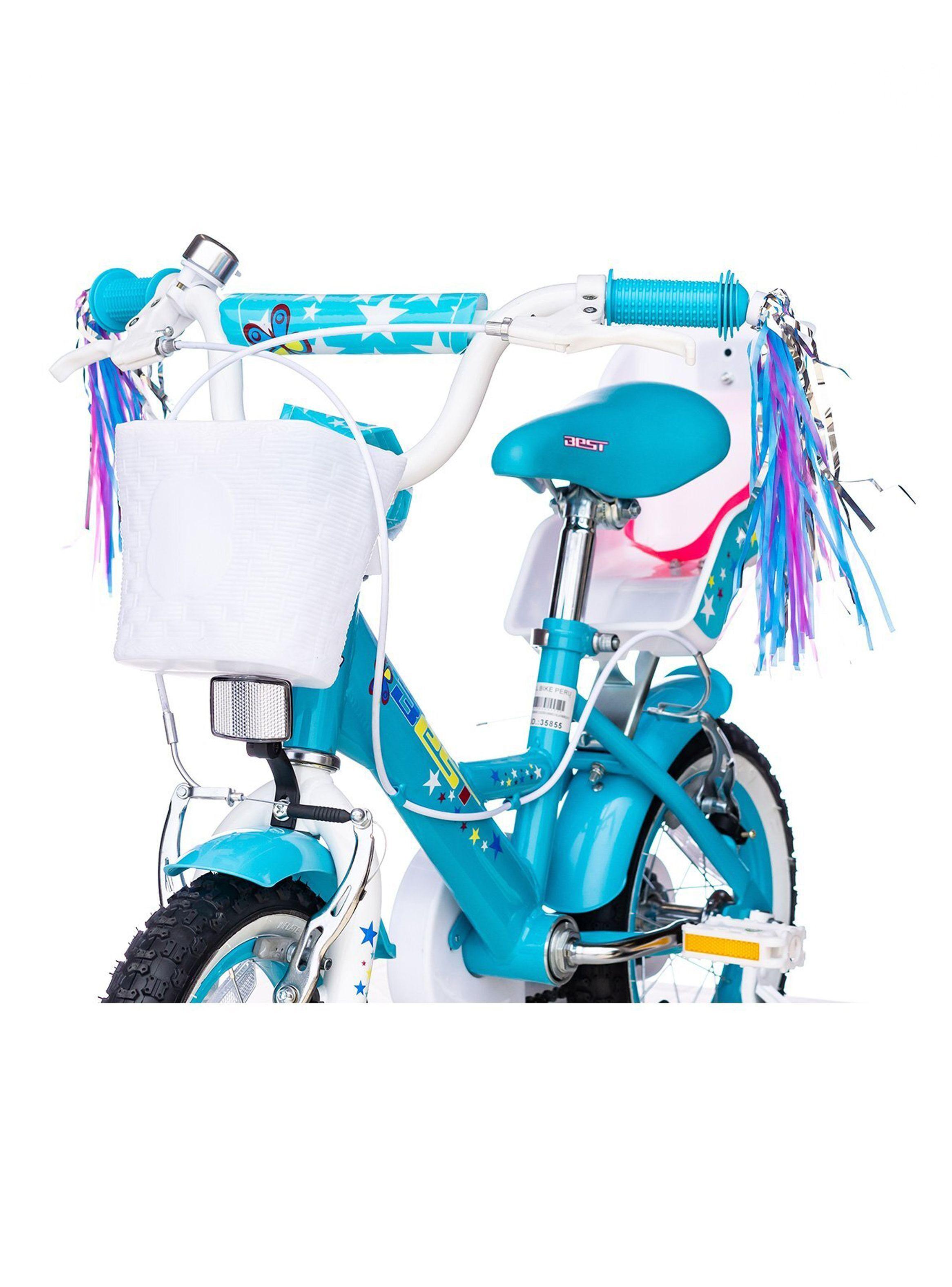 Bicicleta Niña 2 A 4 Años Aro 12 Canasto Con Rueditas-3