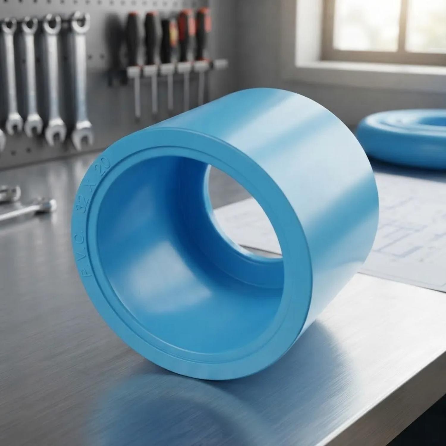 Buje Reducción Corto PVC 25x20mm PN10 Celeste Agua Potable-1
