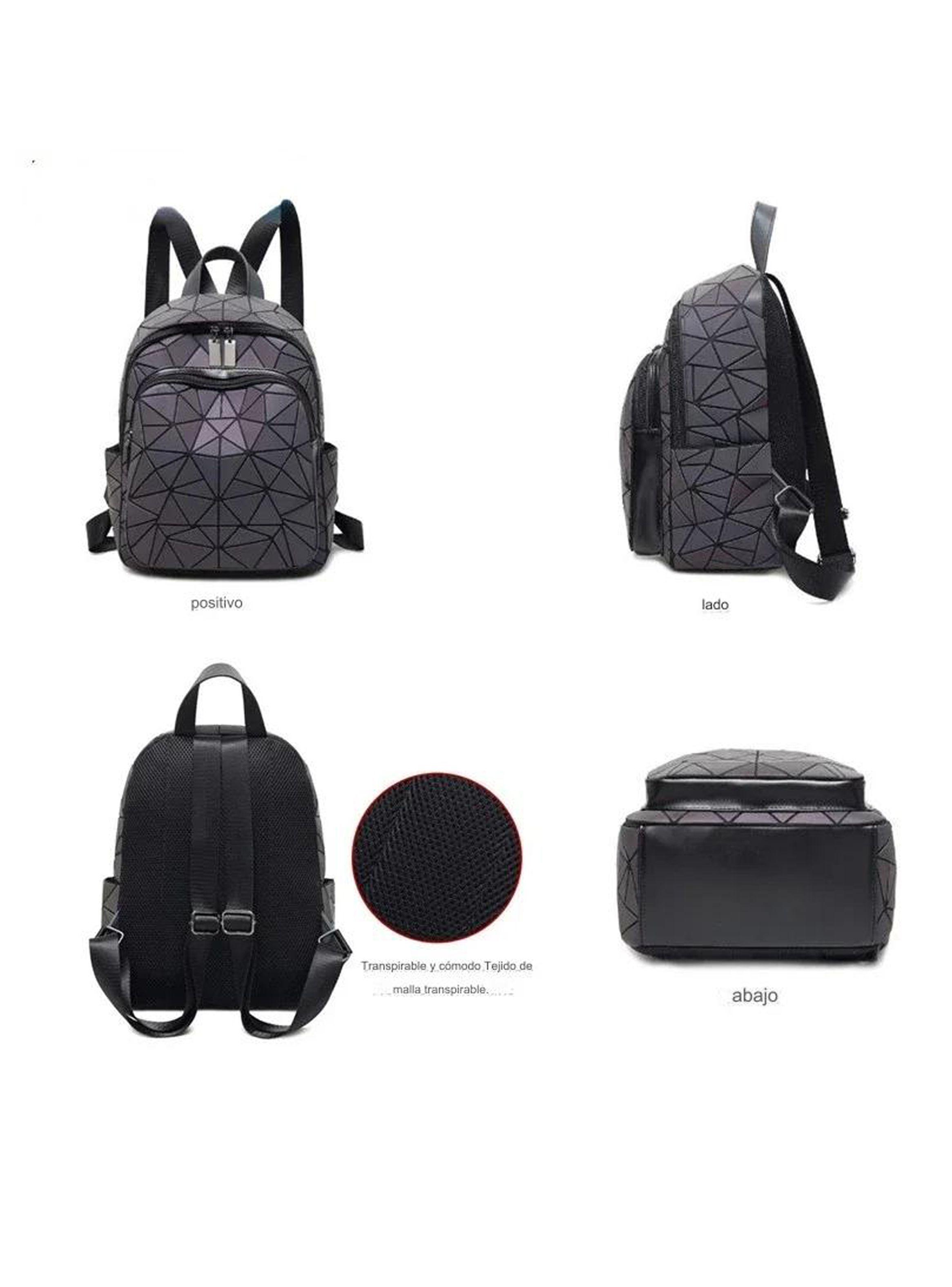 Mochila Geométrica Holográfica Reflectante 15l Mujer Estilo-4