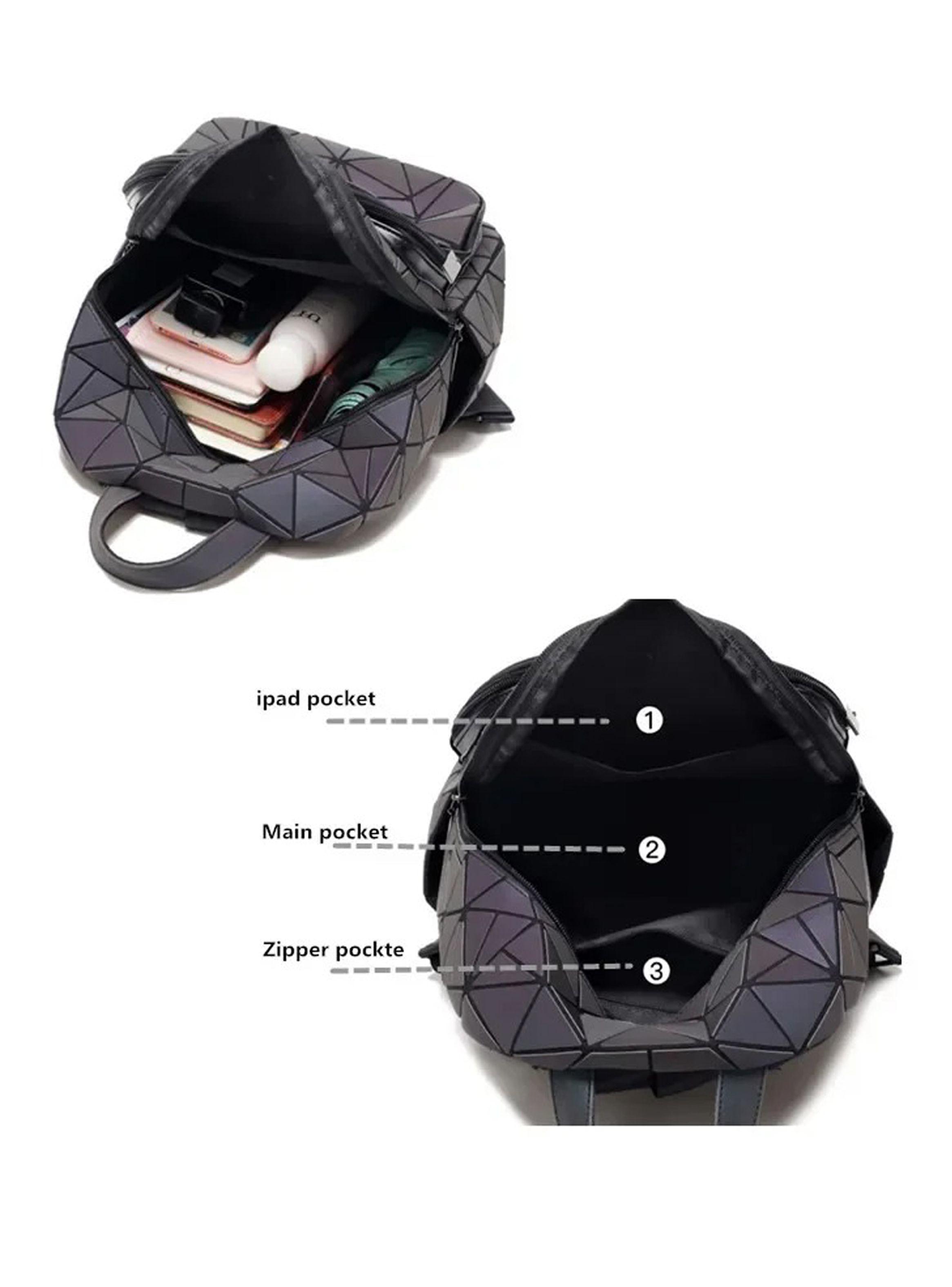 Mochila Geométrica Holográfica Reflectante 15l Mujer Estilo-5