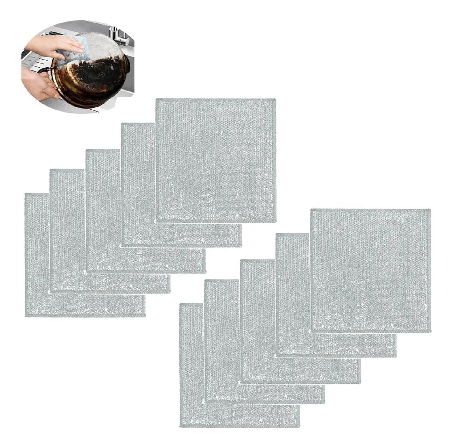 Pack 10 Paño Fibra Metálica Reusable Limpieza Cocina 30x30cm Gris-0
